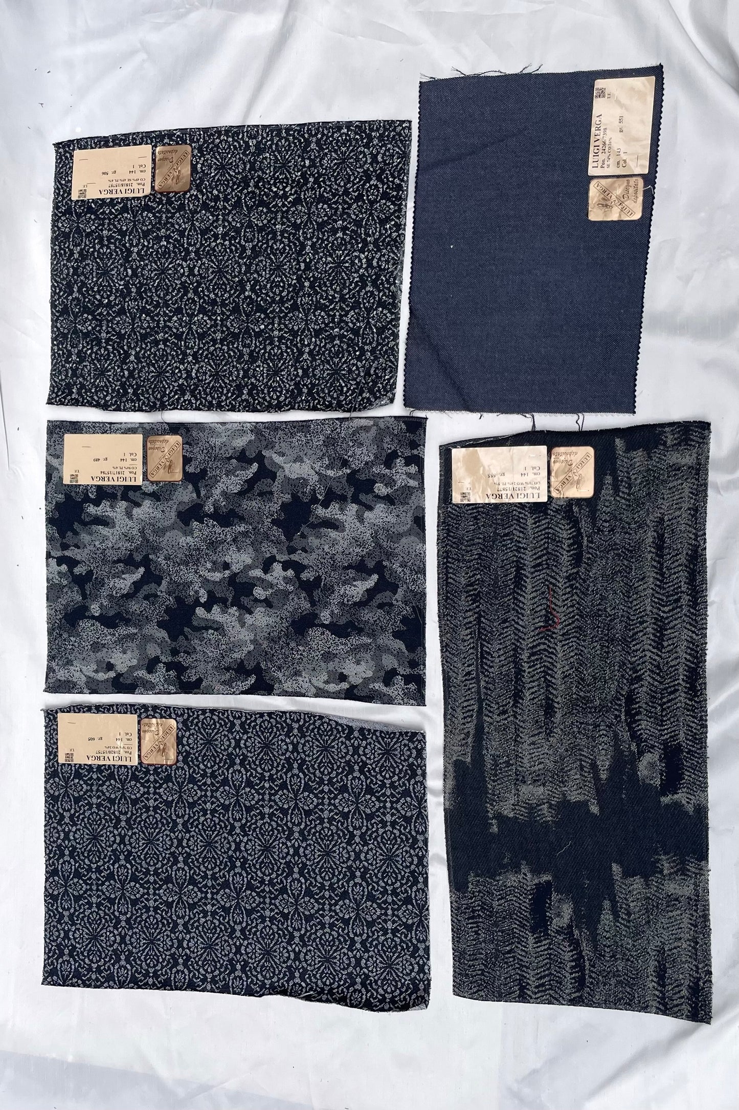 Denim Blue Patterned Fabric Bundle of Four *ONE-OFF*