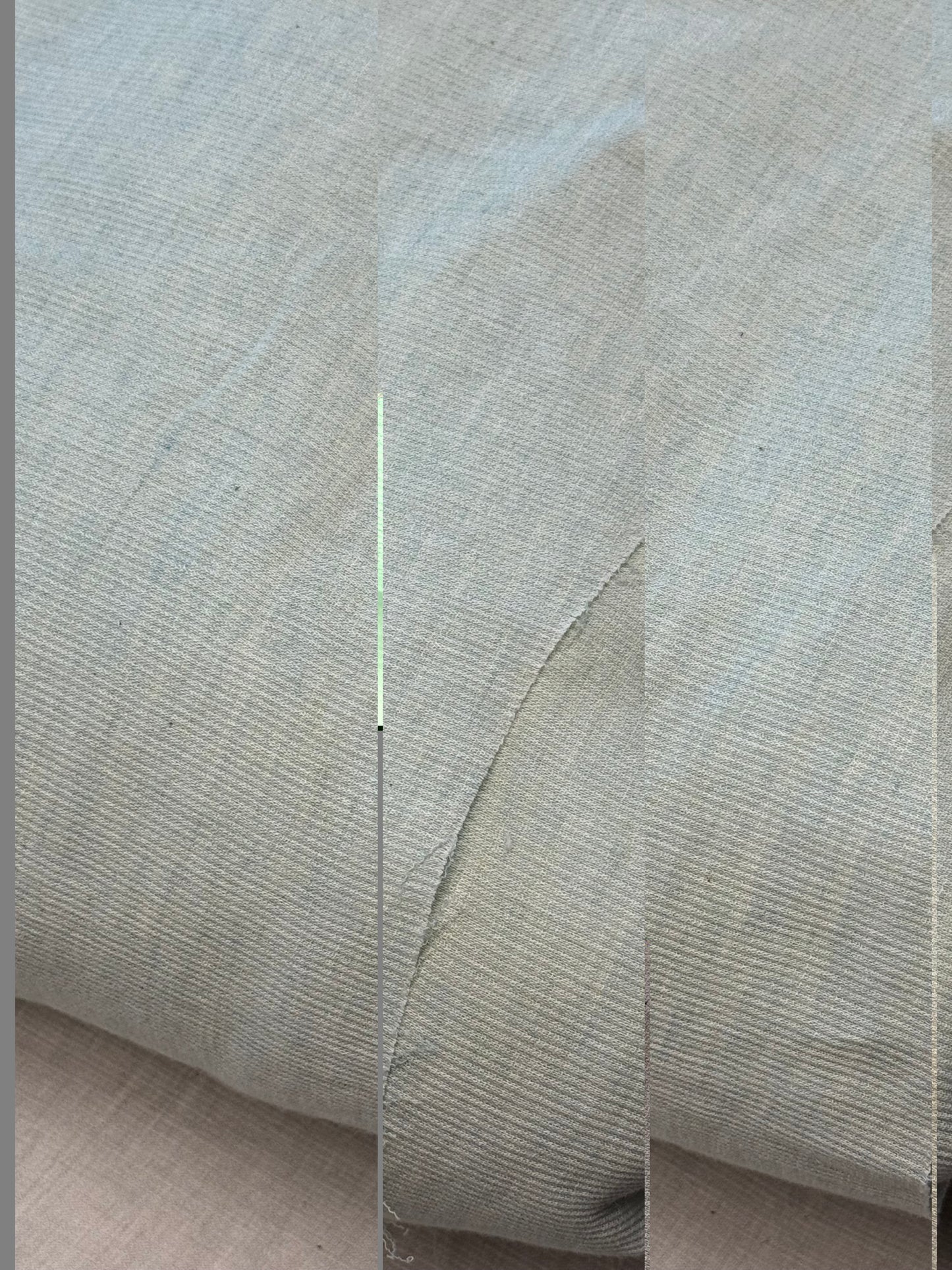 Fabric, Vertical Pique, Botanically Dyed Organic Cotton, Light Mottled Green, End of Roll