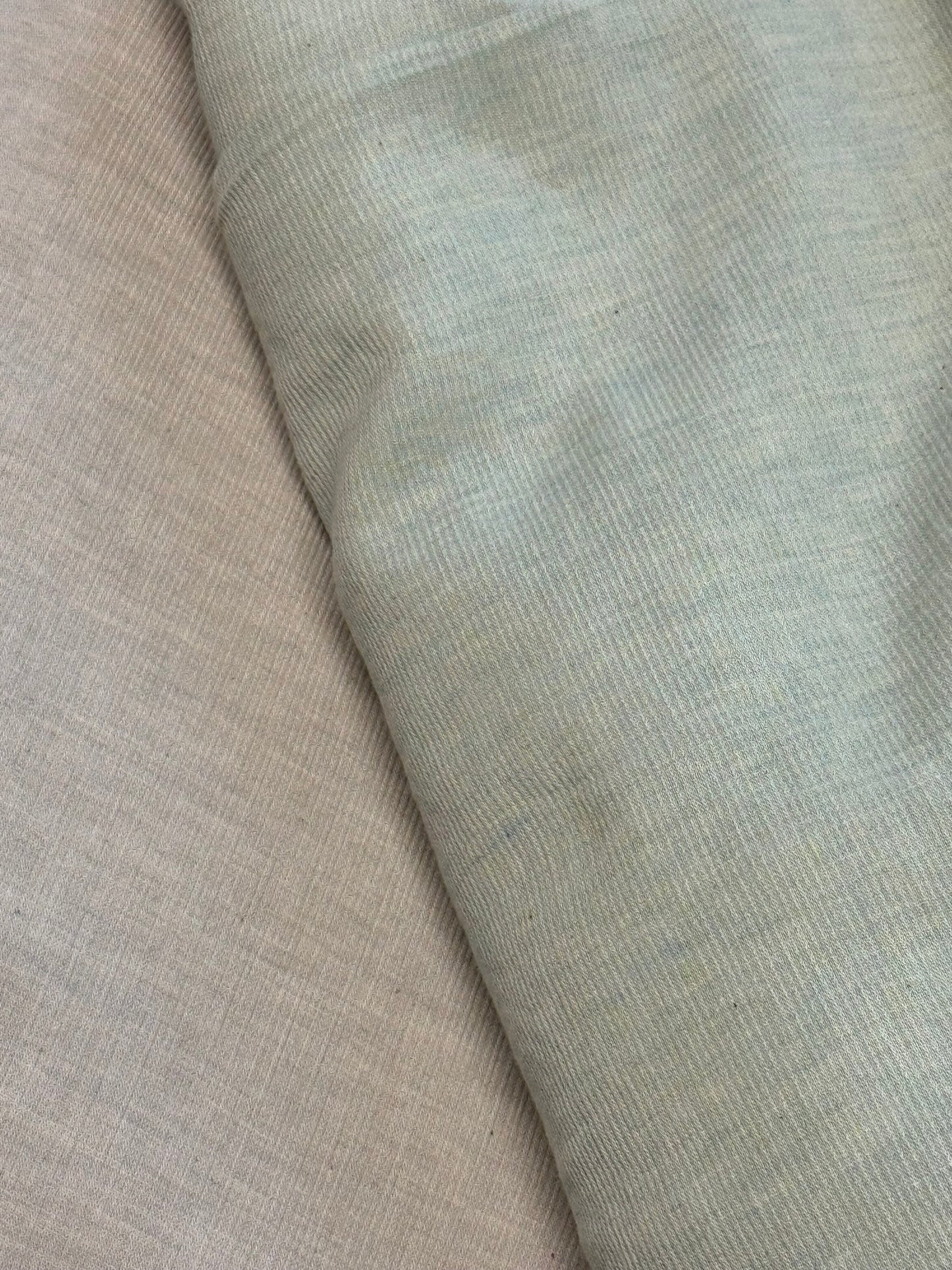 Fabric, Vertical Pique, Botanically Dyed Organic Cotton, Light Mottled Green, End of Roll