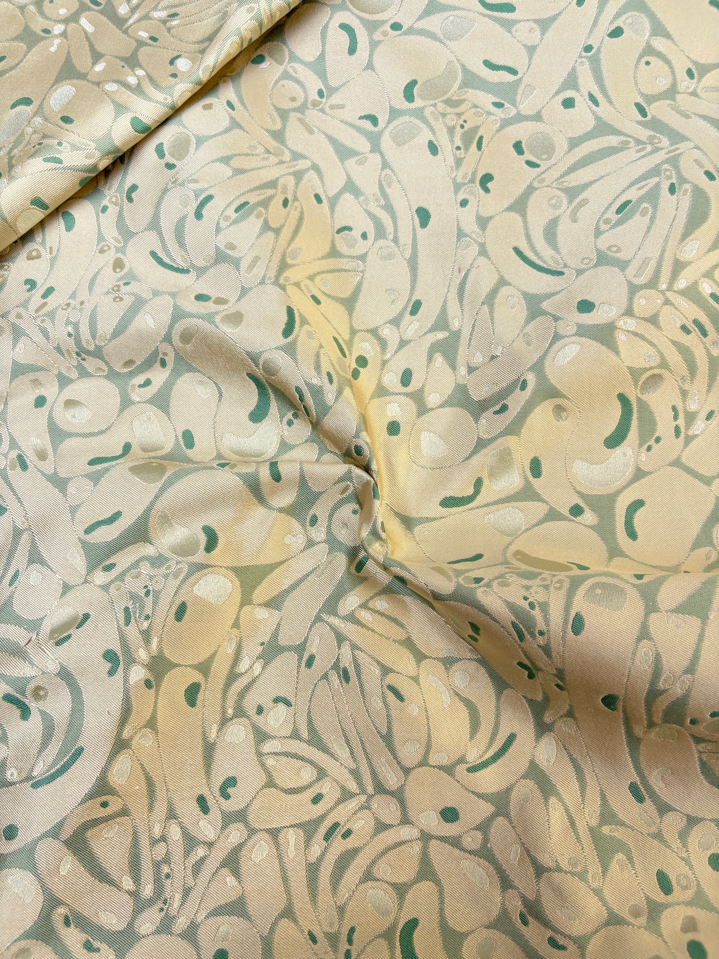 Fabric, 100% Silk, Woven Jacquard, Medium Weight, End of Roll