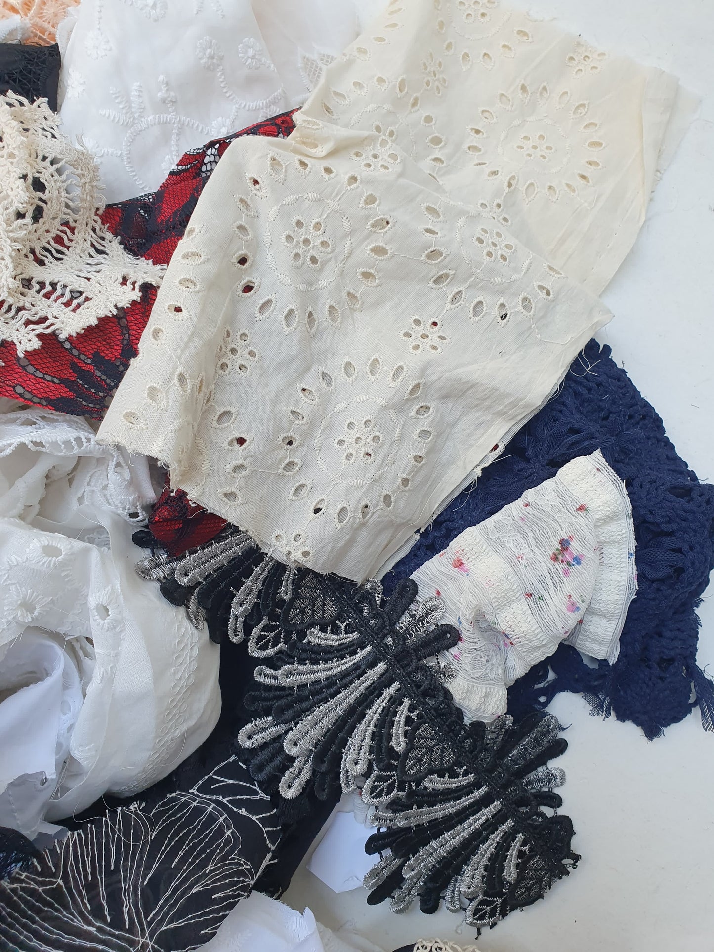 Fabric, Embroidery, Offcuts, Colourful Mix
