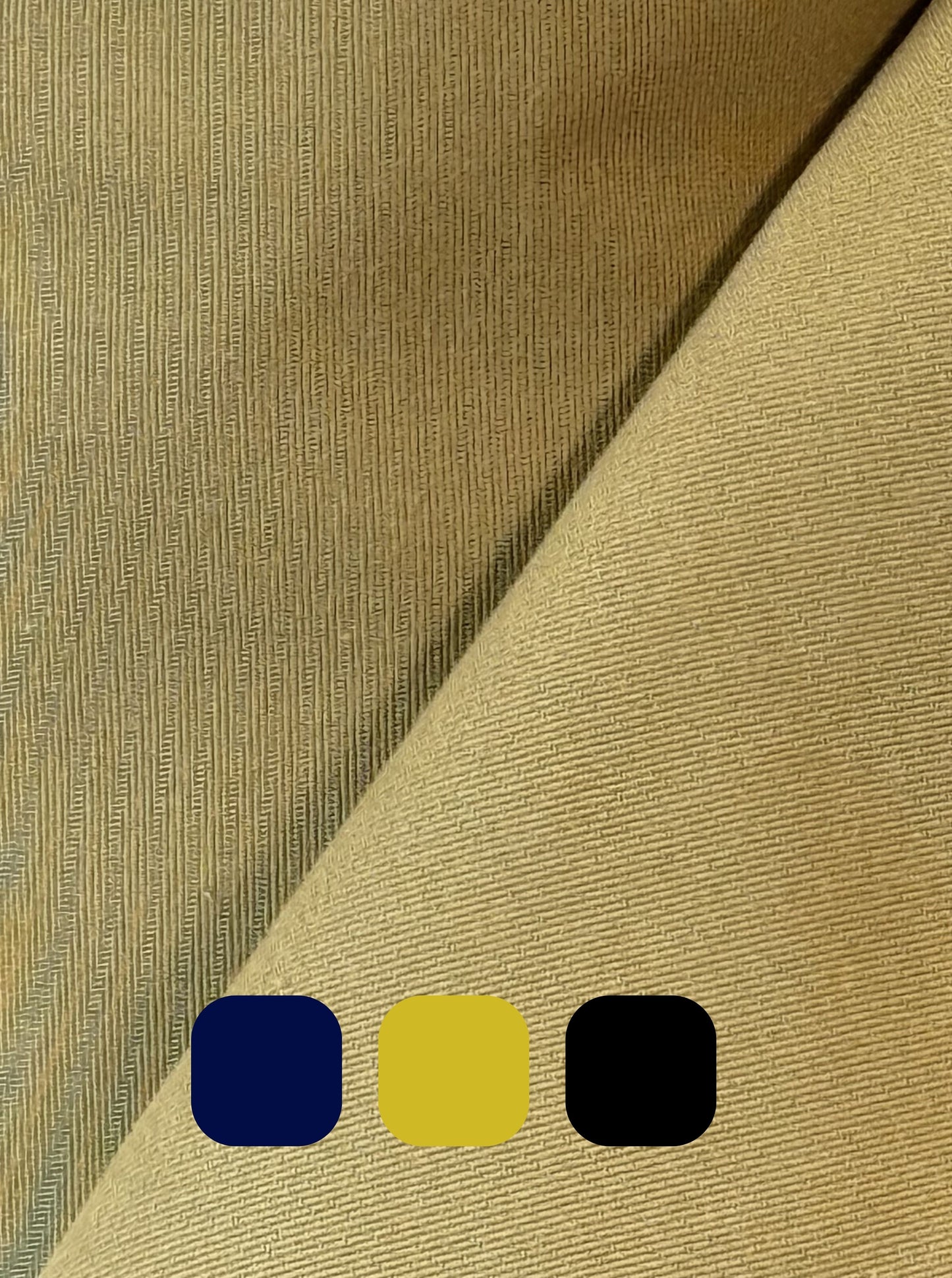 Fabric, Recycled Nylon/Organic Cotton Blend, Cordura Grosgrain, Gold/Navy/Black, End of Roll