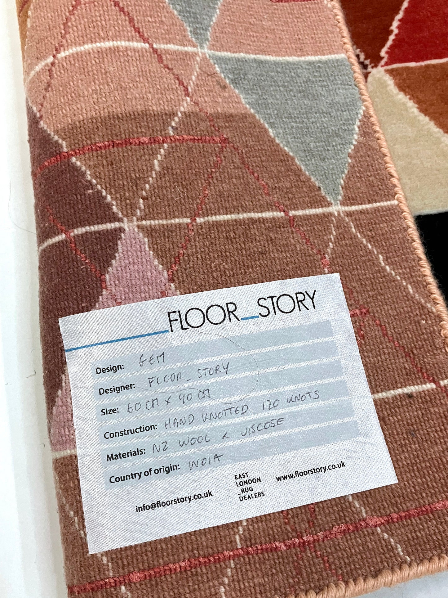 Hand Knotted Rug from FLOOR_STORY, Gem, 60cmx90cm