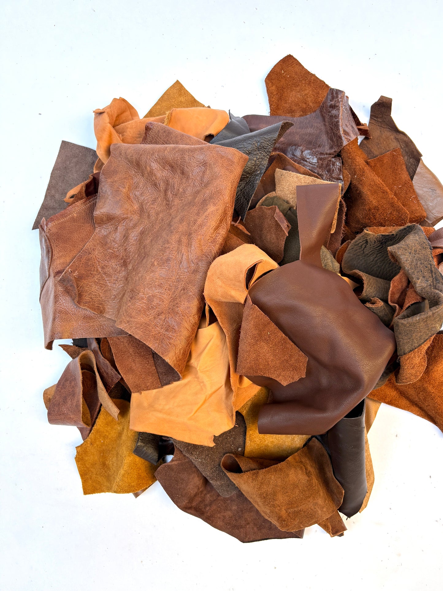 Leather Offcuts, Brown Shades, Mixed Bundle