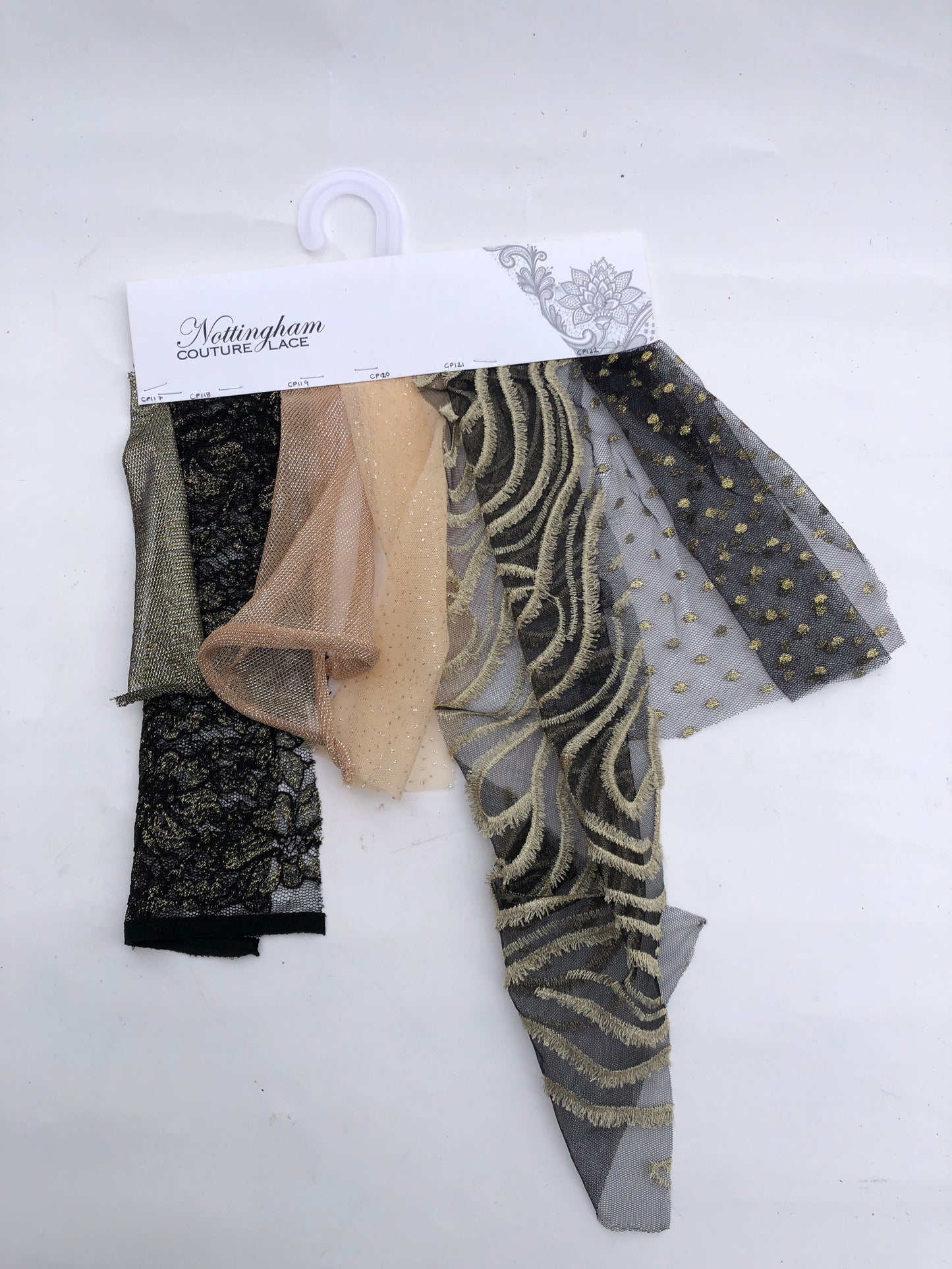 Couture Lace, Black with Gold & Nude with Silver