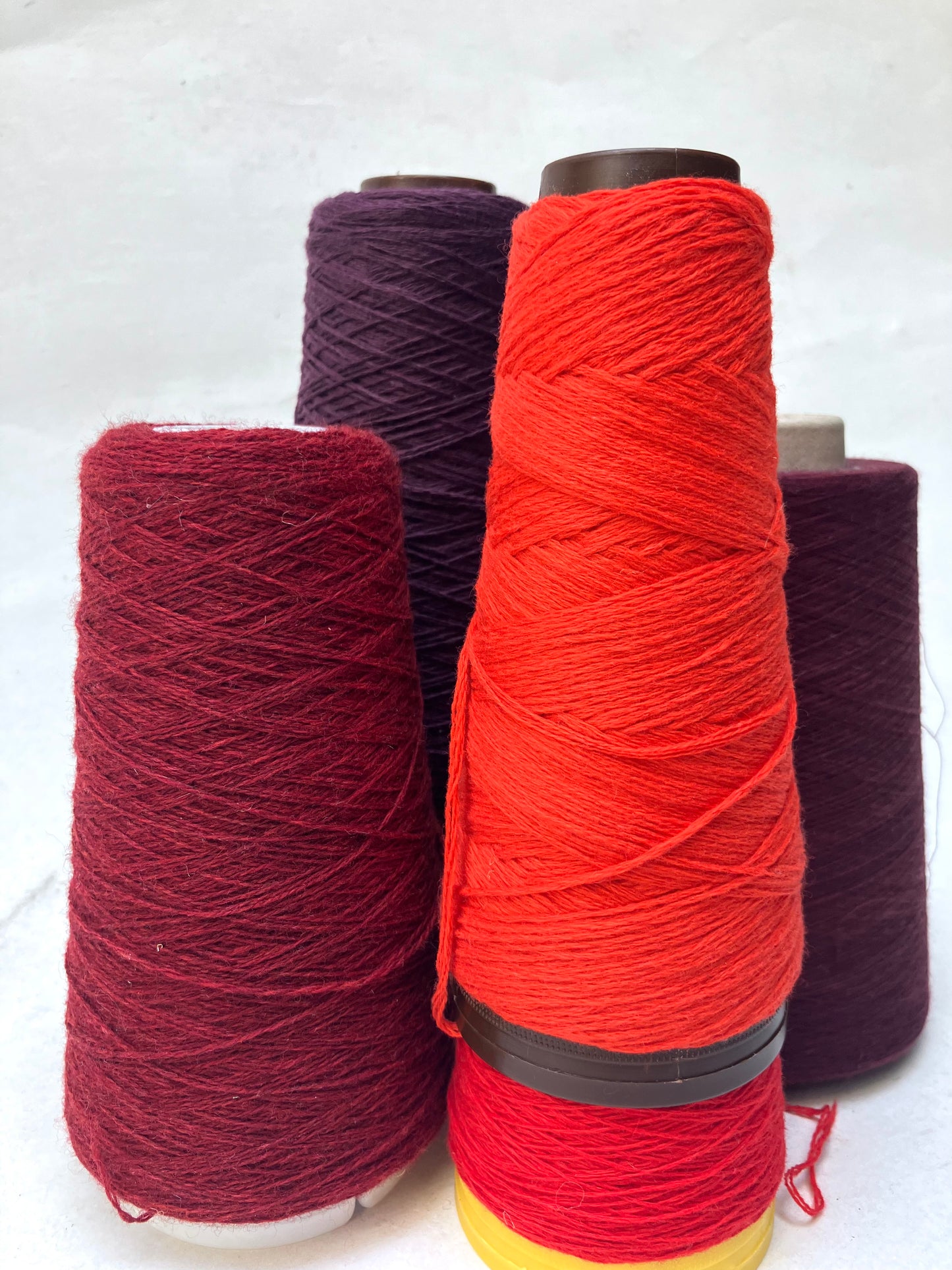 Yarn Cones, Range of Red Shades, Mixed Bundle
