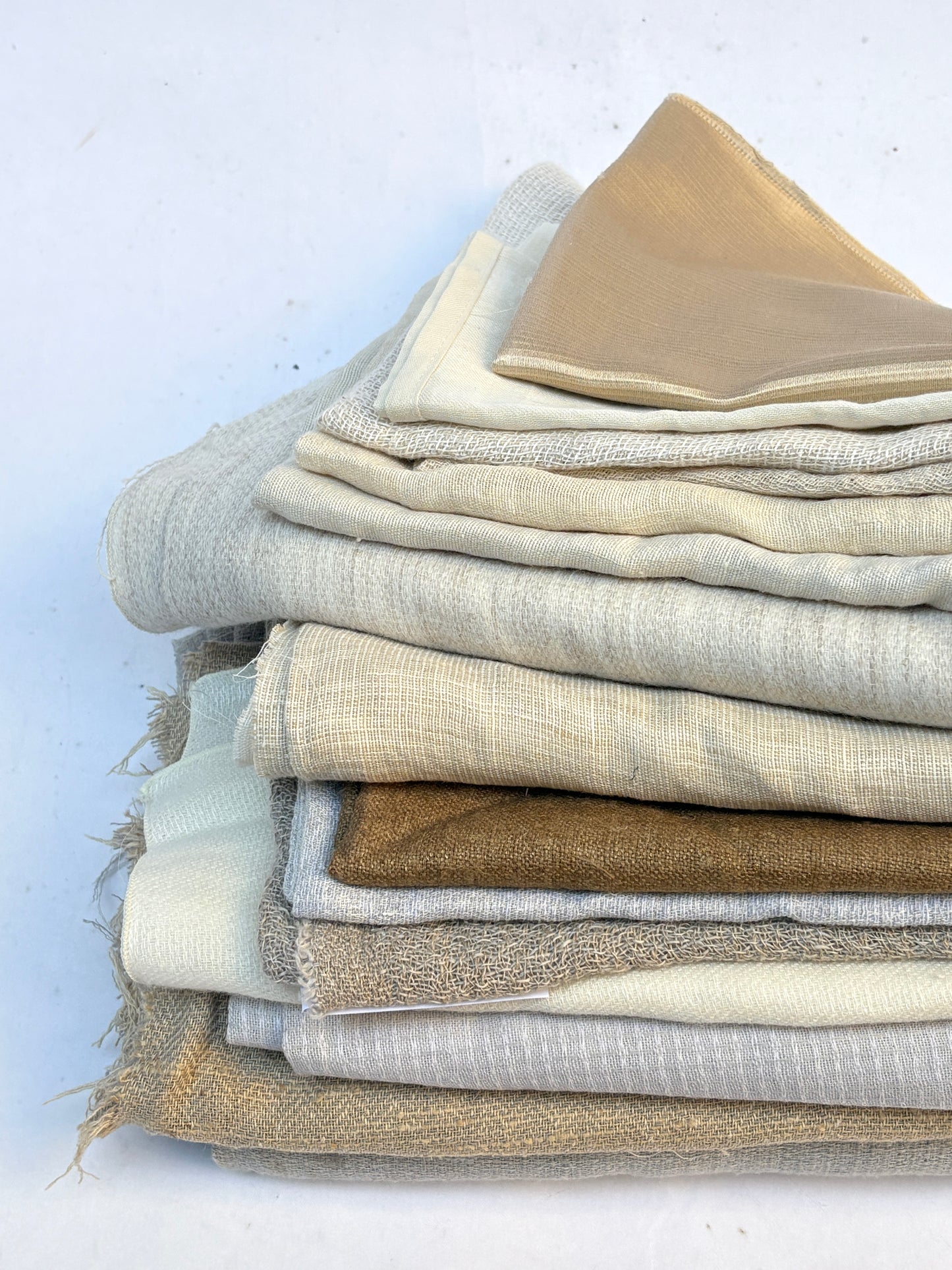 Natural Fibre Fabric, Linen/Wool/Cotton/Silk, Mixed Bundle