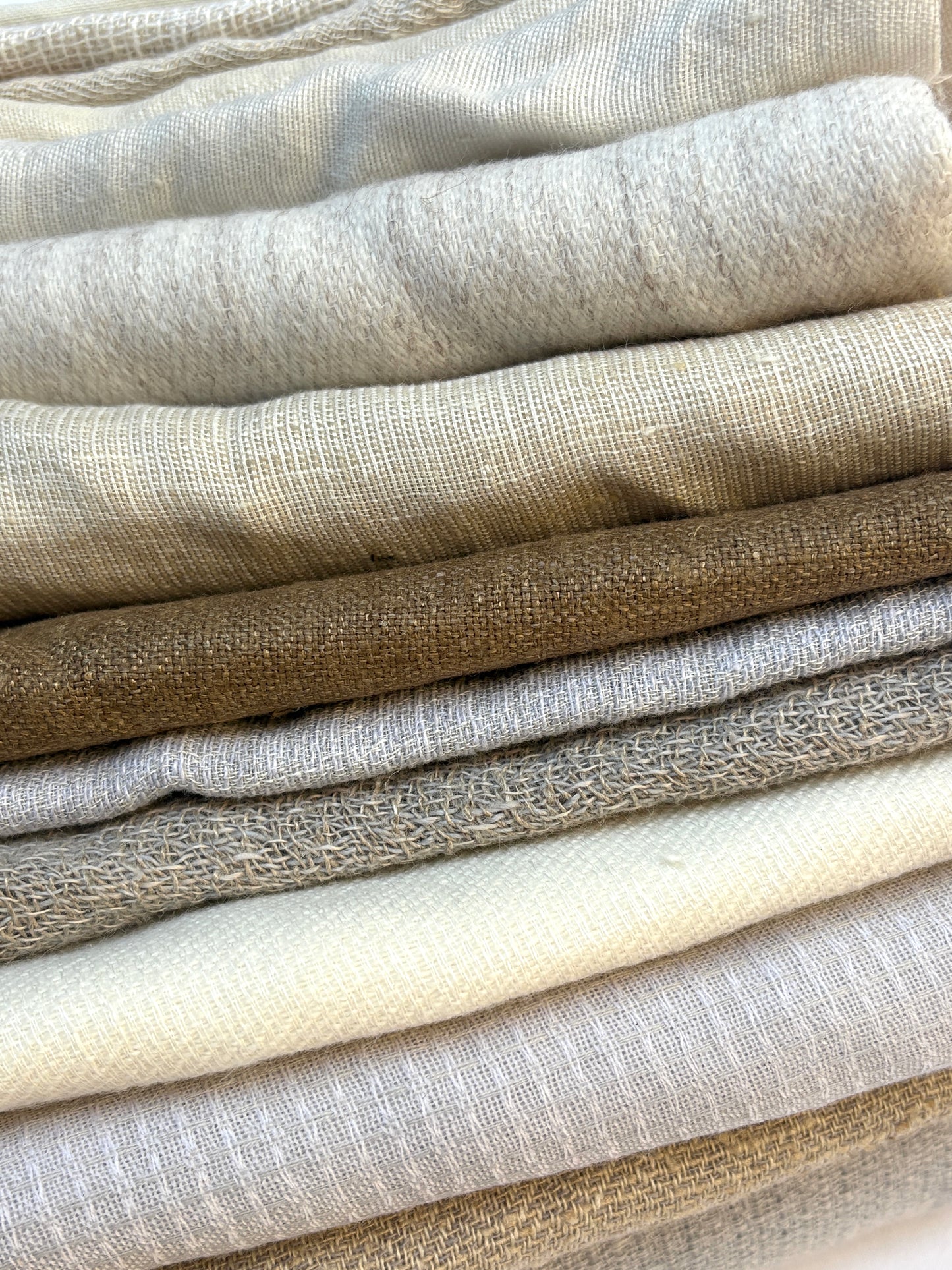 Natural Fibre Fabric, Linen/Wool/Cotton/Silk, Mixed Bundle