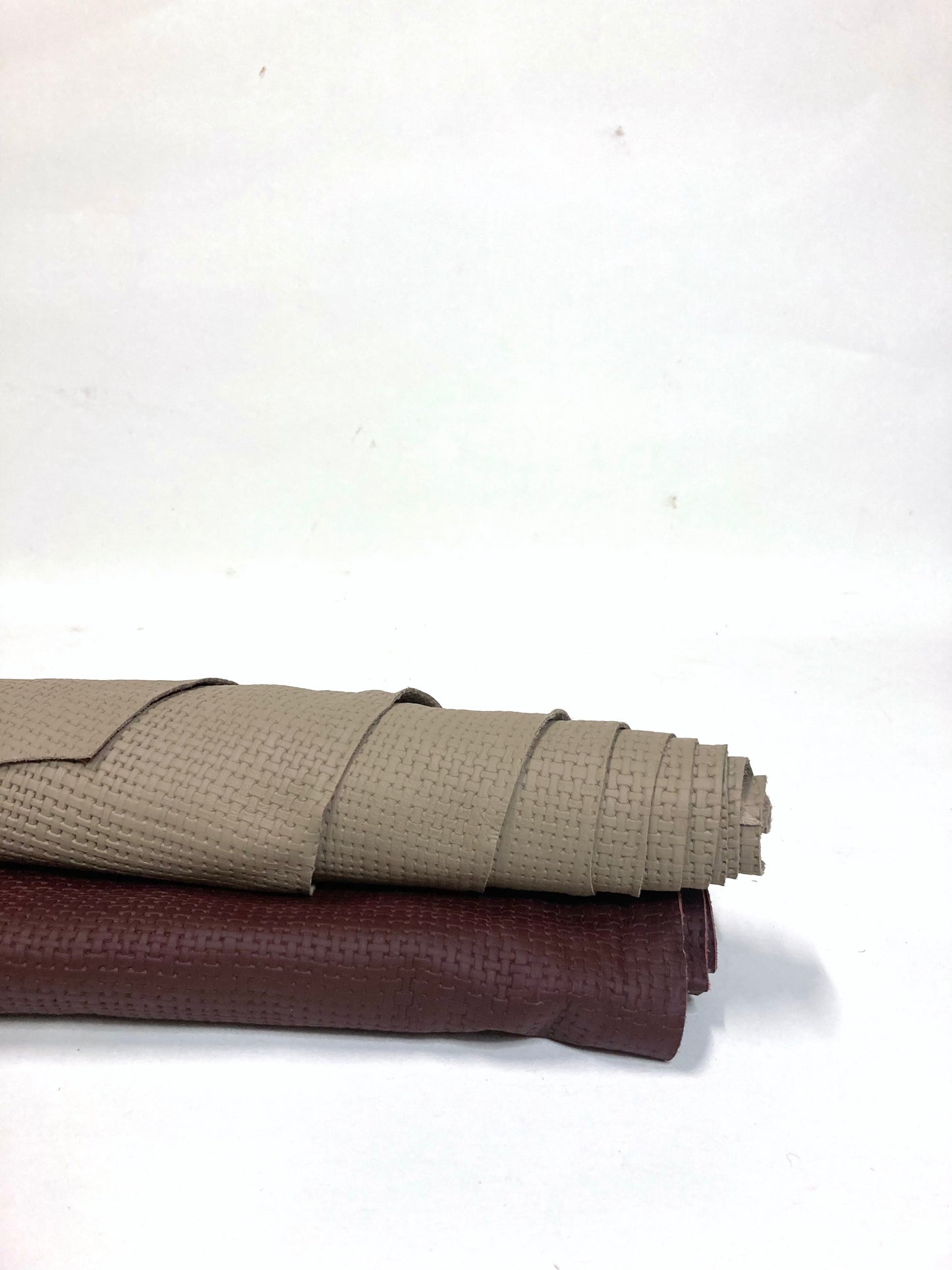 Leather, Whole Piece, Embossed, Maroon/Beige