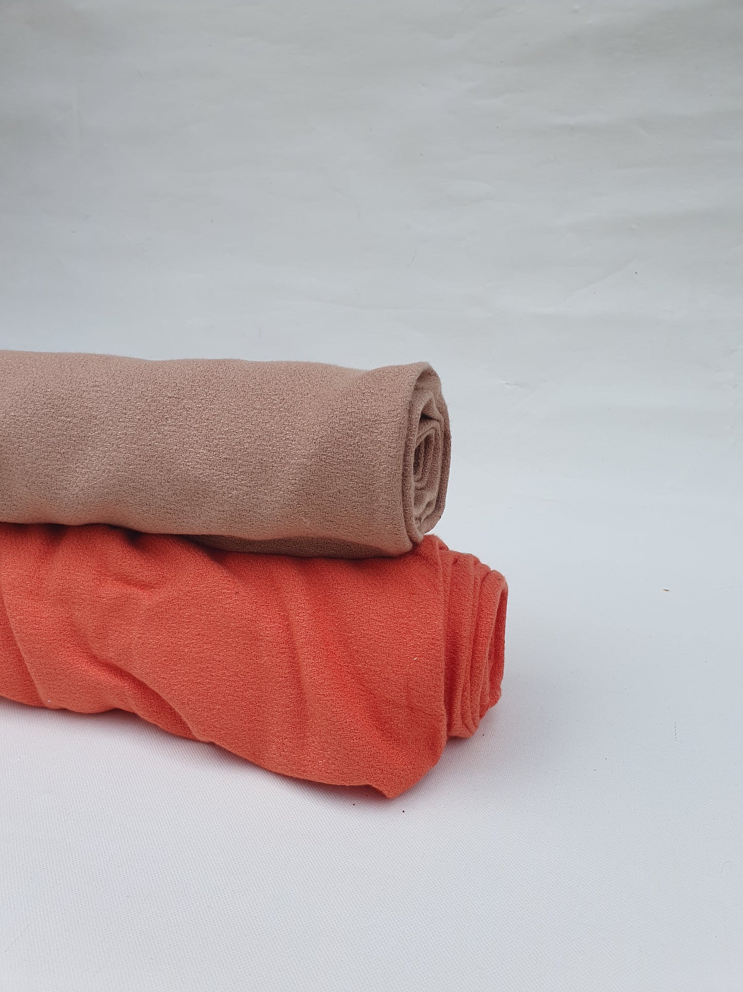 Fabric, Medium Weight, Crepe-like, Orange/ Brown, End of Roll