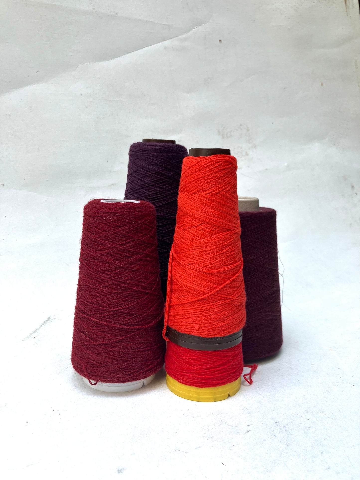 Yarn Cones, Range of Red Shades, Mixed Bundle