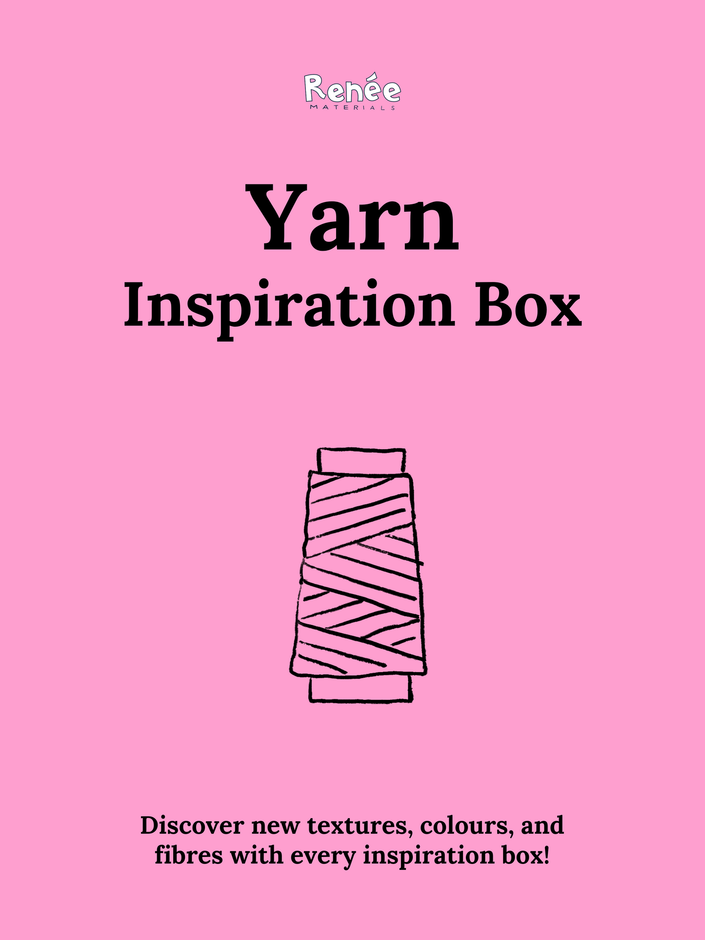 Reclaimed reuse DIY Yarn Inspiration Box poster with pink background and yarn illustration