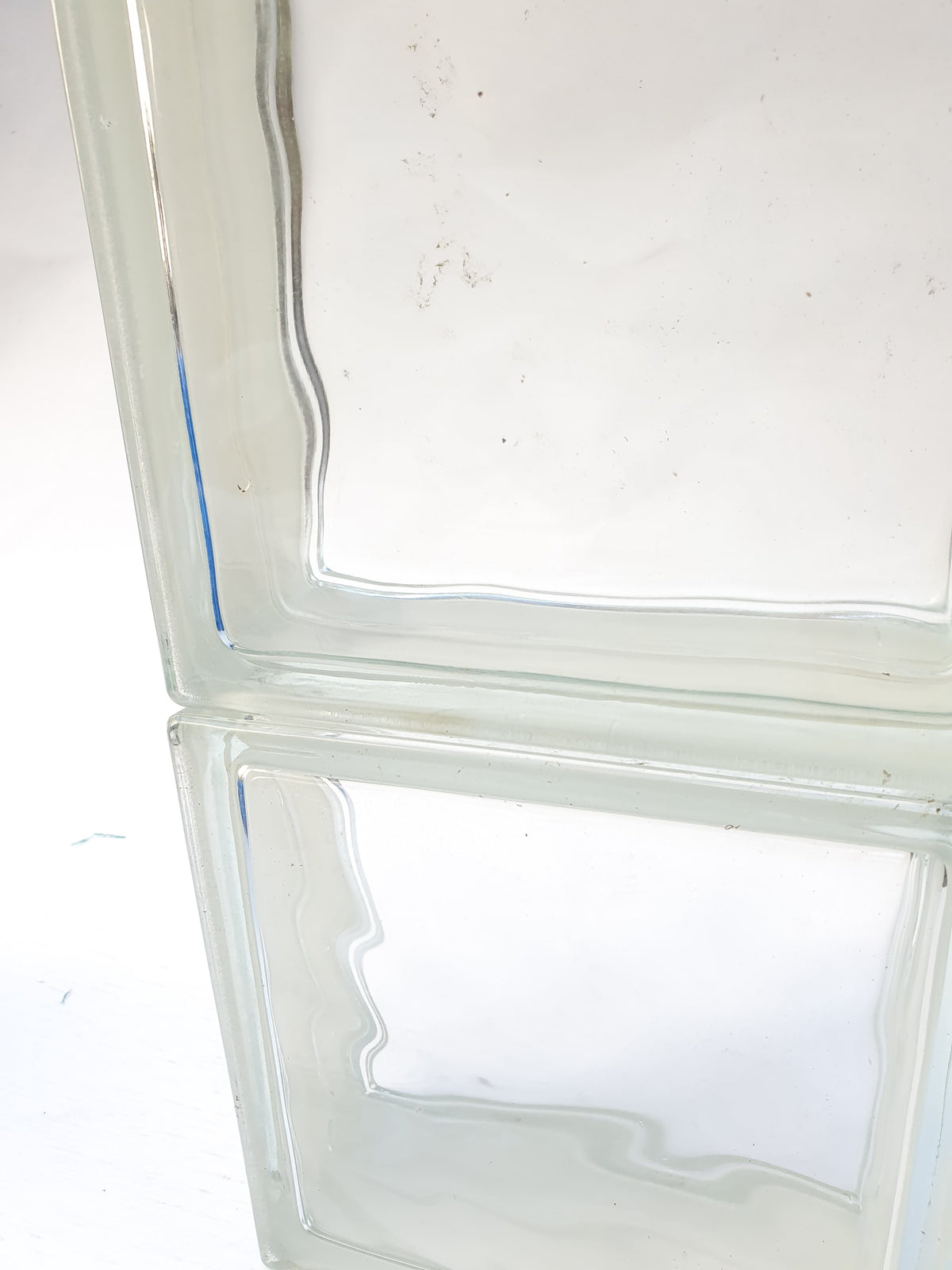 Close-up of transparent glass brick blocks