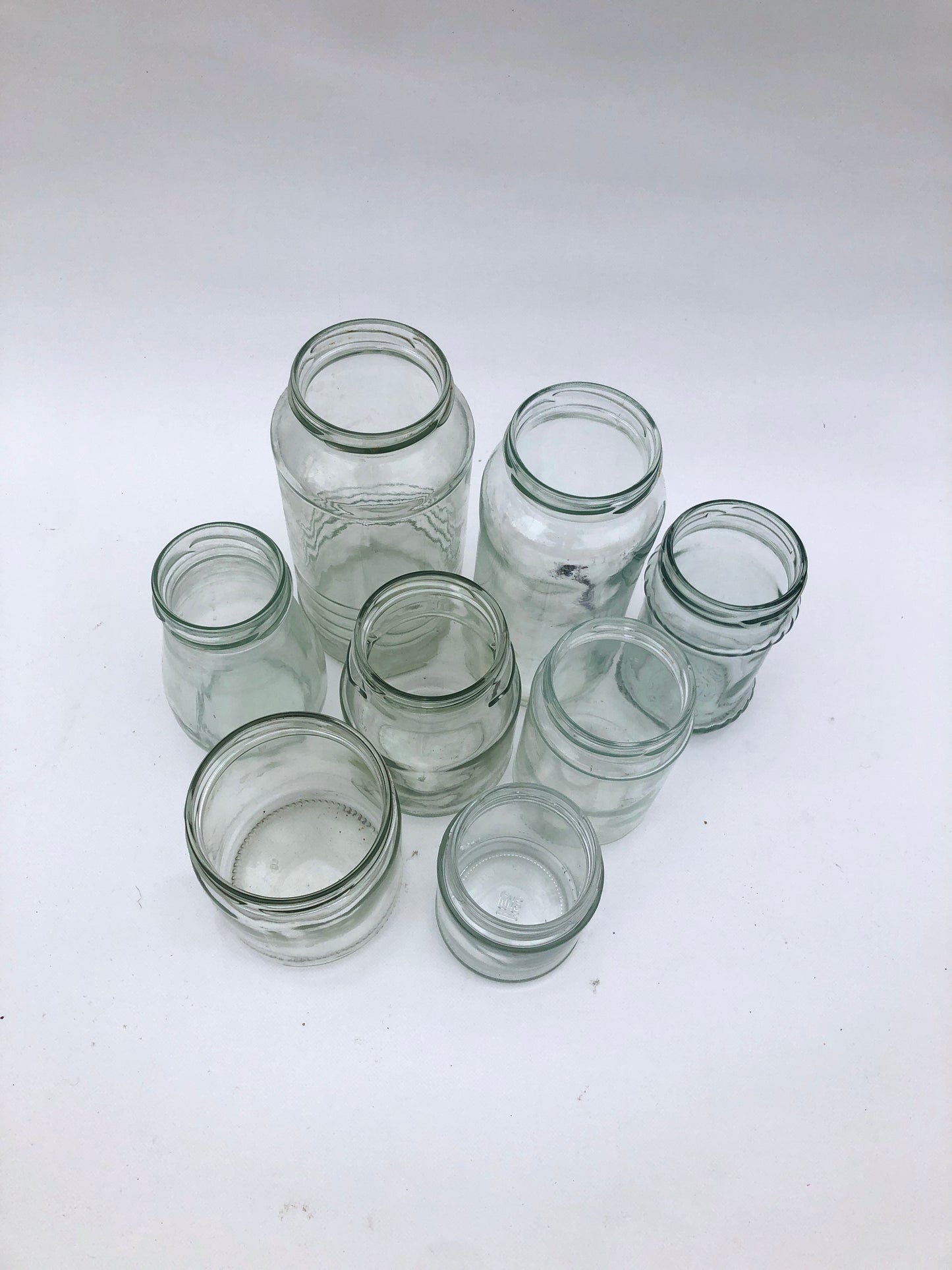 Collection of glass jars with various sizes