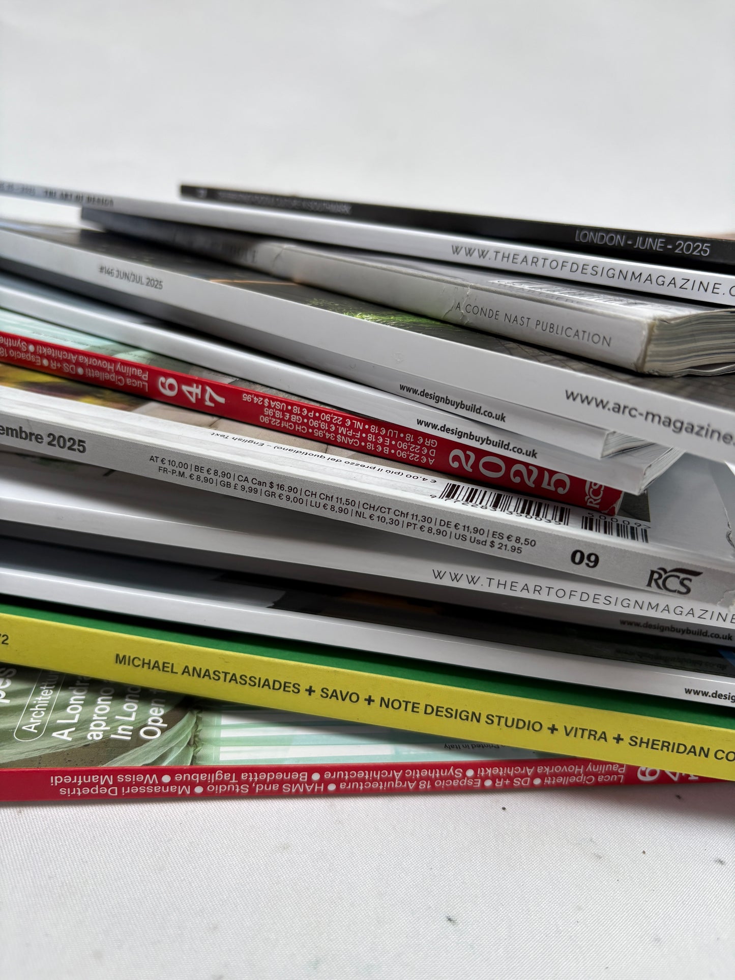 Close-up of a stack of magazines
