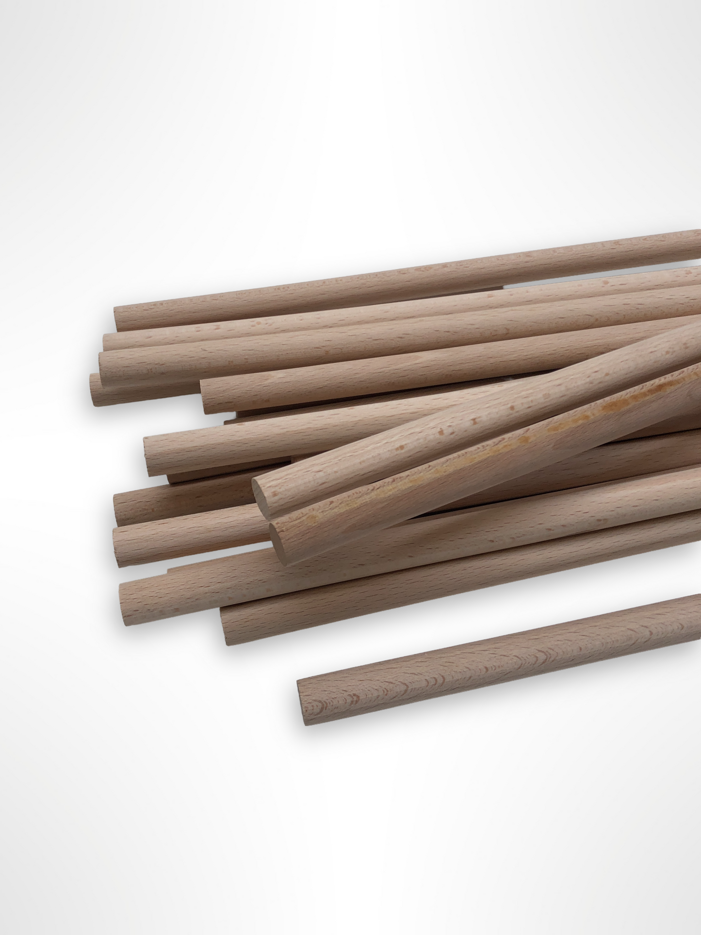 A close up of the edge of beechwood sticks.