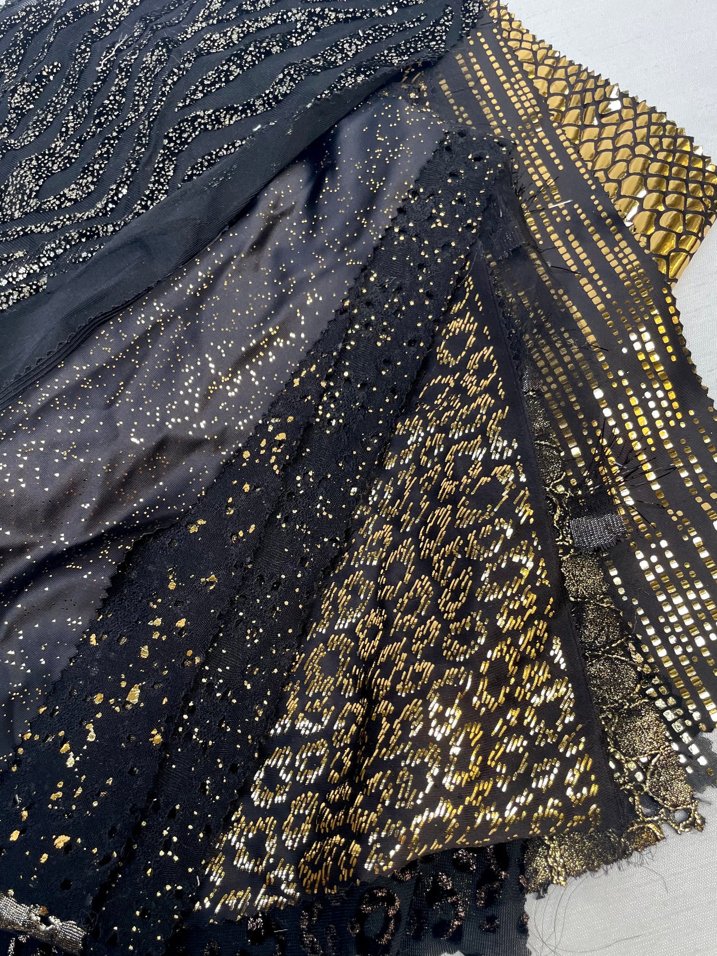 Glitter Dark Gold Fabric Sample Bundle of 14 *ONE-OFF*