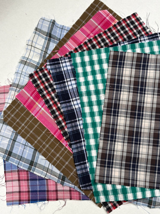Checkered Cotton Fabric Sample from Nobody’s Child Bundle of 8 *ONE-OFF*