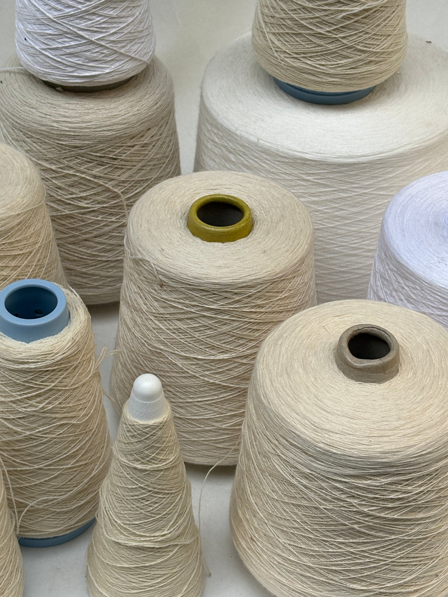 Natural Fibre Yarn Cone, White Shade, Mixed Bundle