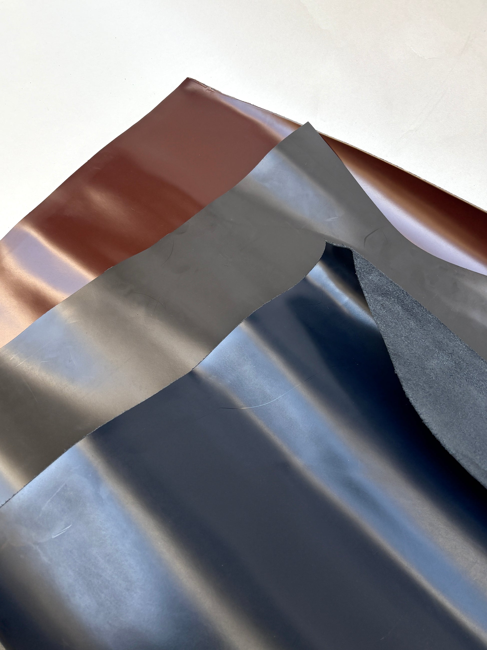 Close-up of a piece of leather with a white background