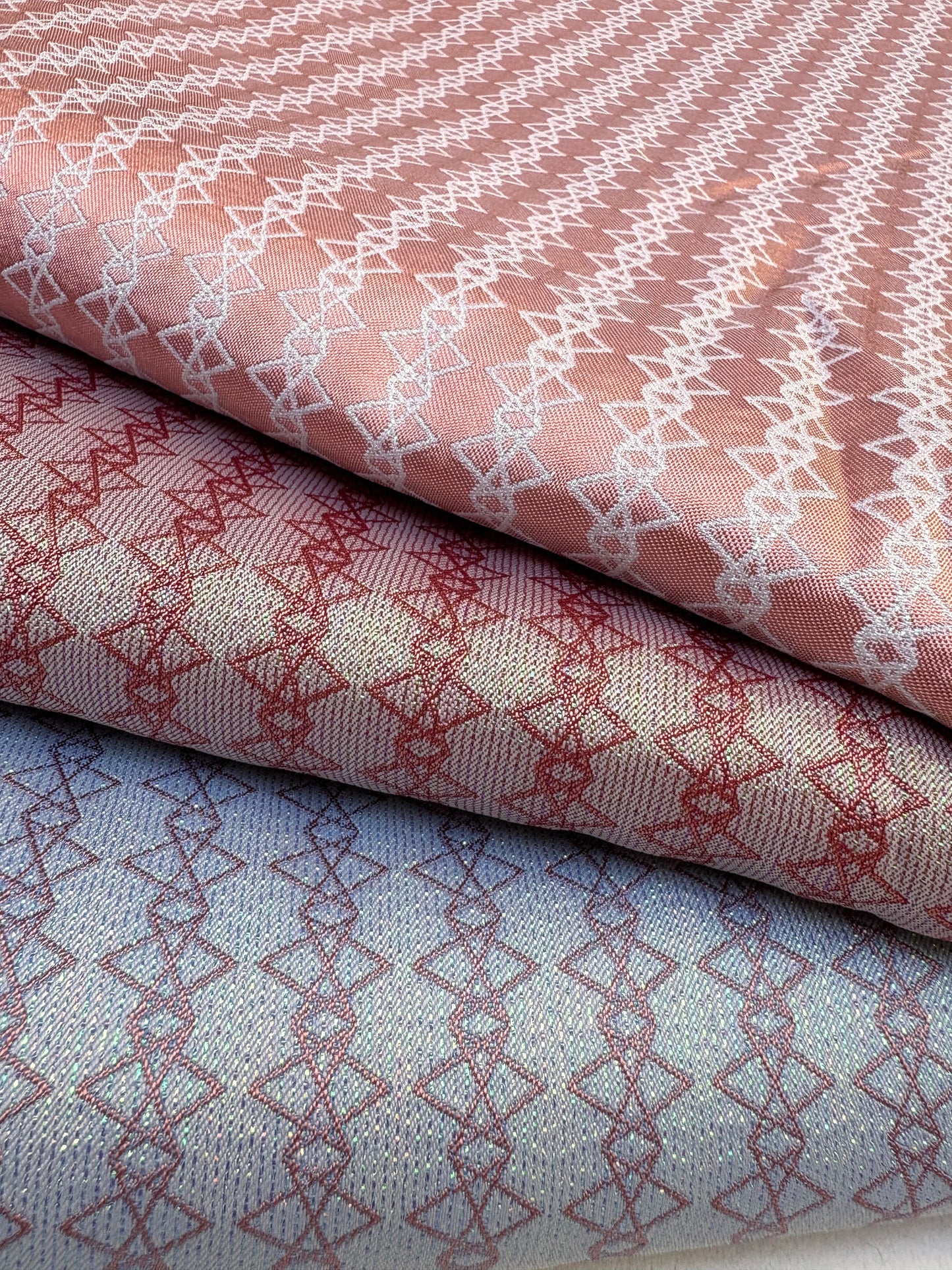 Fabric, Silk Blend, Geometric Pattern, Medium Weight, End of Roll, Choose-your-colour