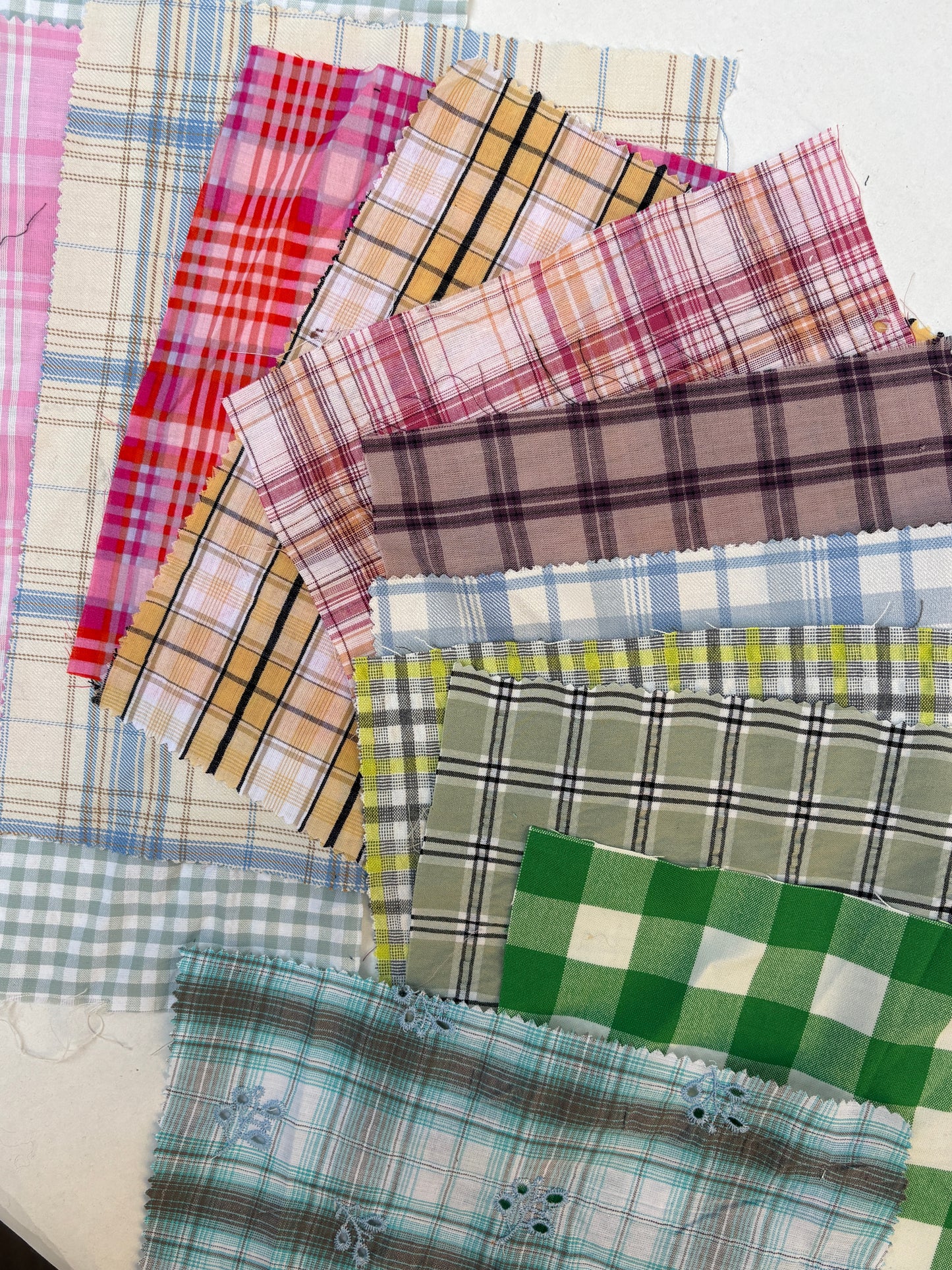 Checkered Cotton Fabric Sample Bundle of 12 *ONE-OFF*