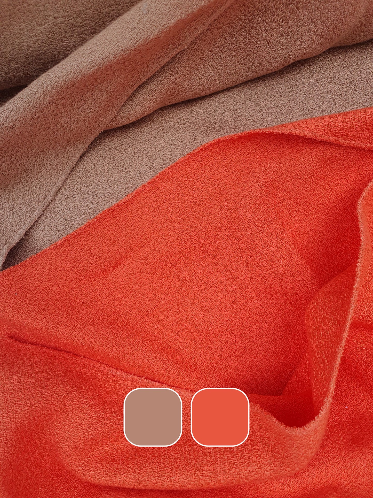 Fabric, Medium Weight, Crepe-like, Orange/ Brown, End of Roll