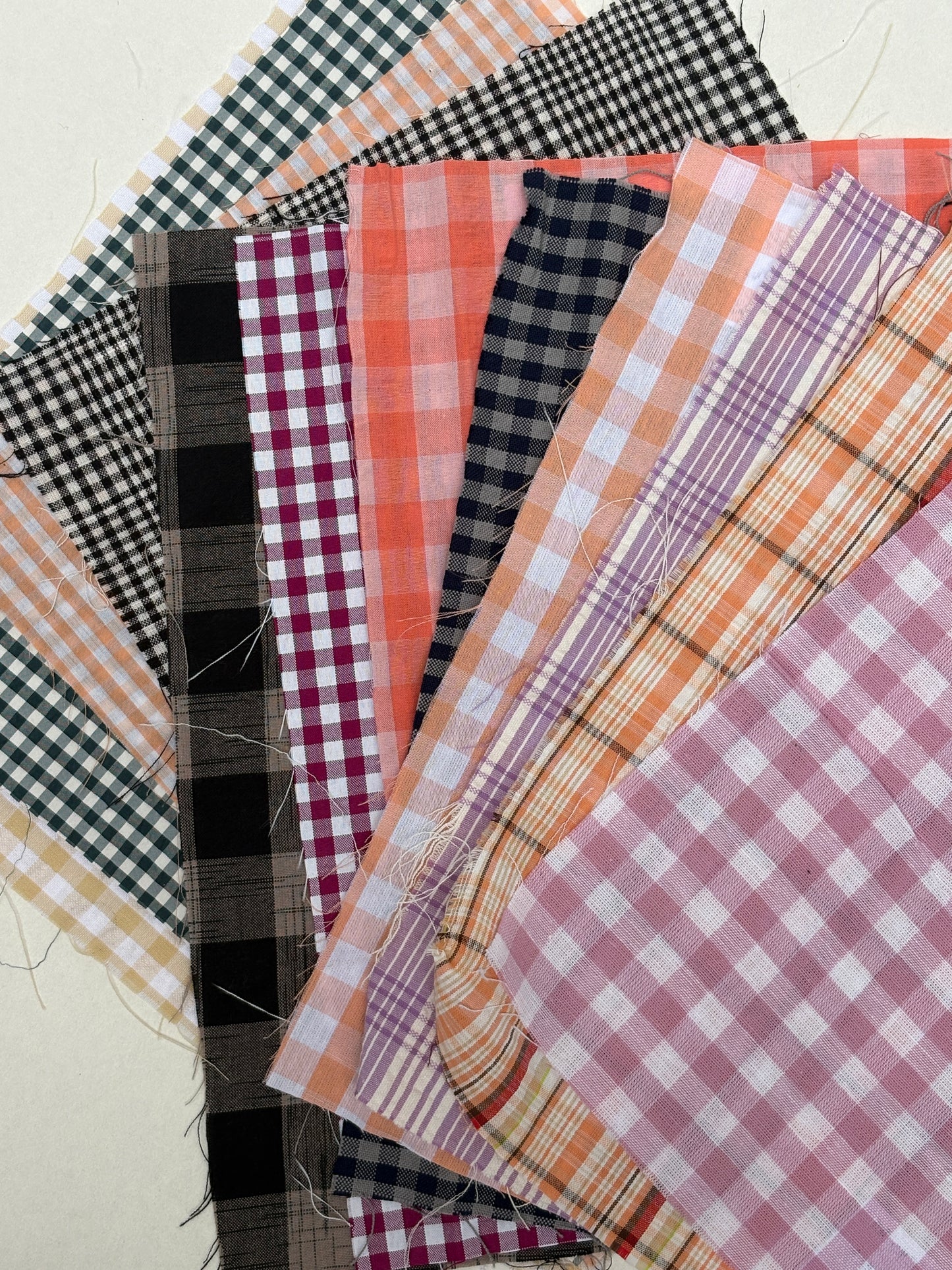 Checkered Cotton Fabric Sample Bundle of 12 *ONE-OFF*