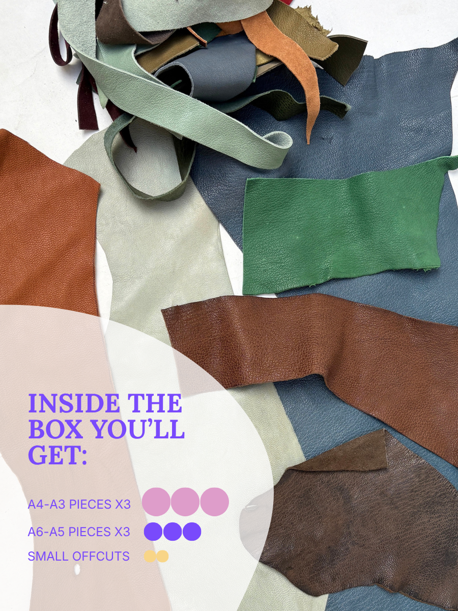 HOWE Goatskin Leather Inspiration Box – Reclaimed Leather Offcuts for Craft & Design