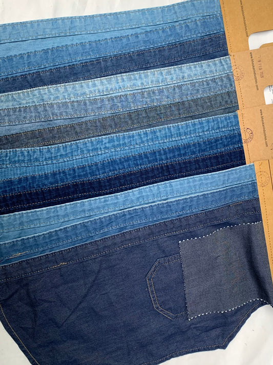 Denim Fabric Sample Panels Bundle of 4 *ONE-OFF*