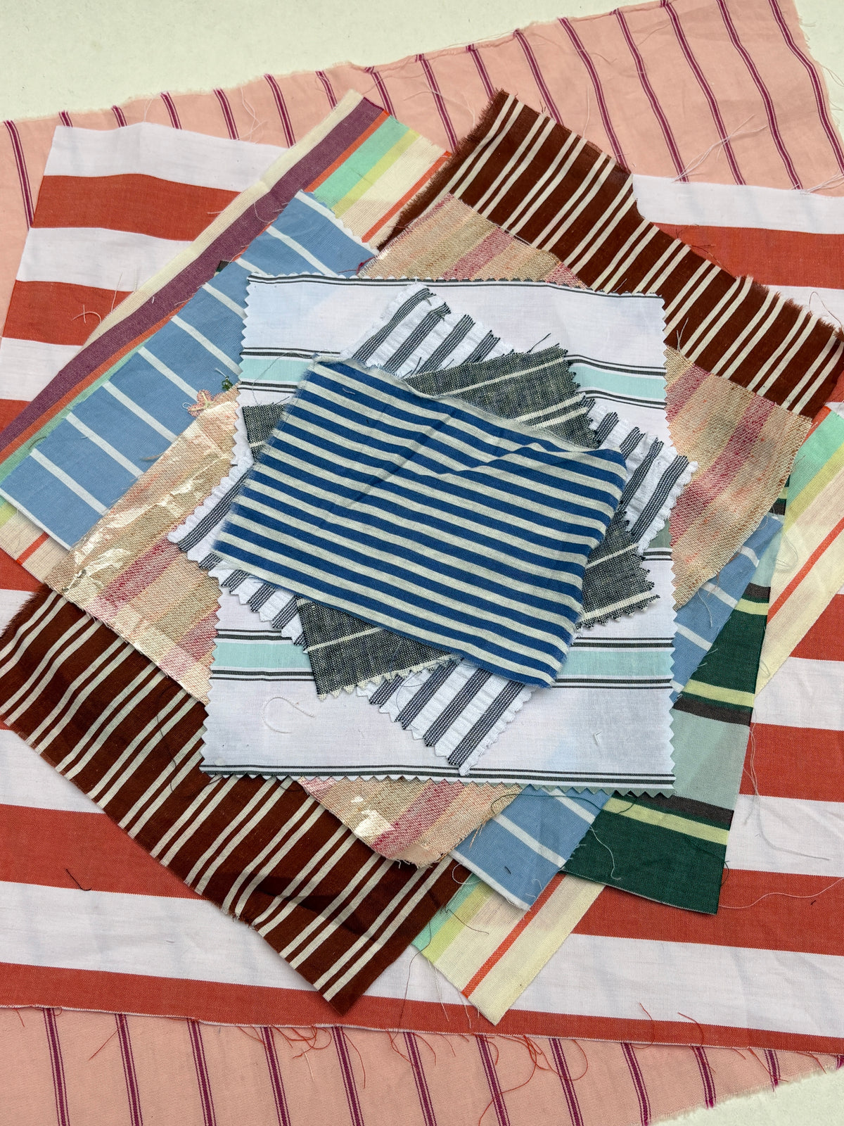 Striped Colourful Cotton Fabric Sample from Nobody’s Child Bundle of 12 *ONE-OFF*