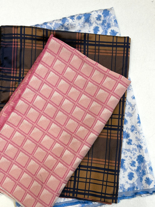 Patterned Silk Fabric Pieces Bundle of 3 *ONE-OFF*