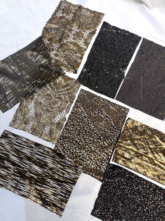 Glitter Dark Gold Fabric Sample Bundle of 14 *ONE-OFF*