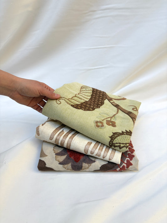 Embroidered + Printed Fabric Bundle of Three *ONE-OFF*