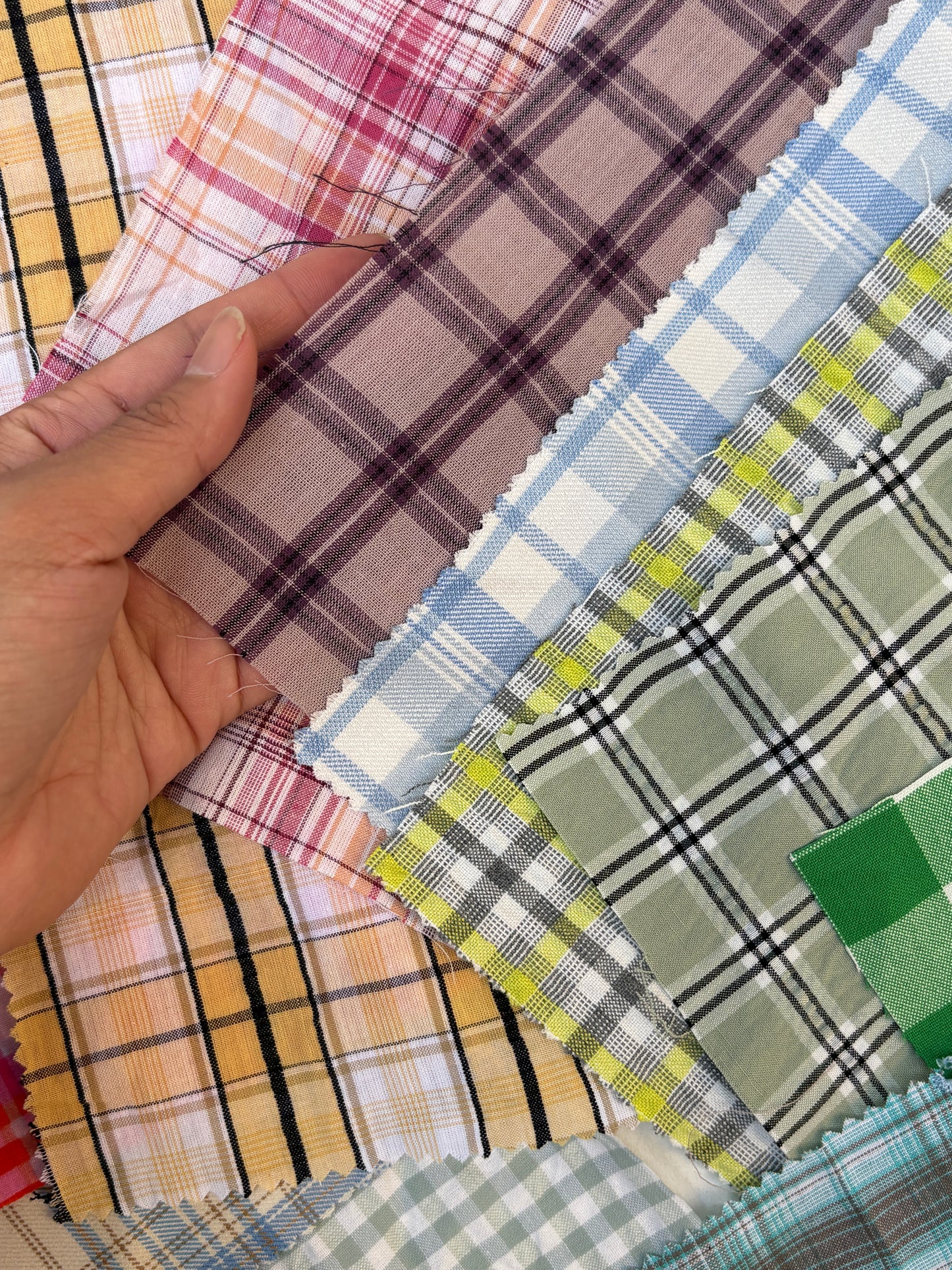 Checkered Cotton Fabric Sample Bundle of 12 *ONE-OFF*