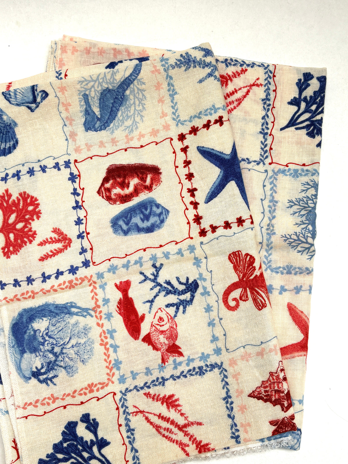 Ocean Patterned Cotton Fabric Bundle of 2 from Nobody’s Child *ONE-OFF*