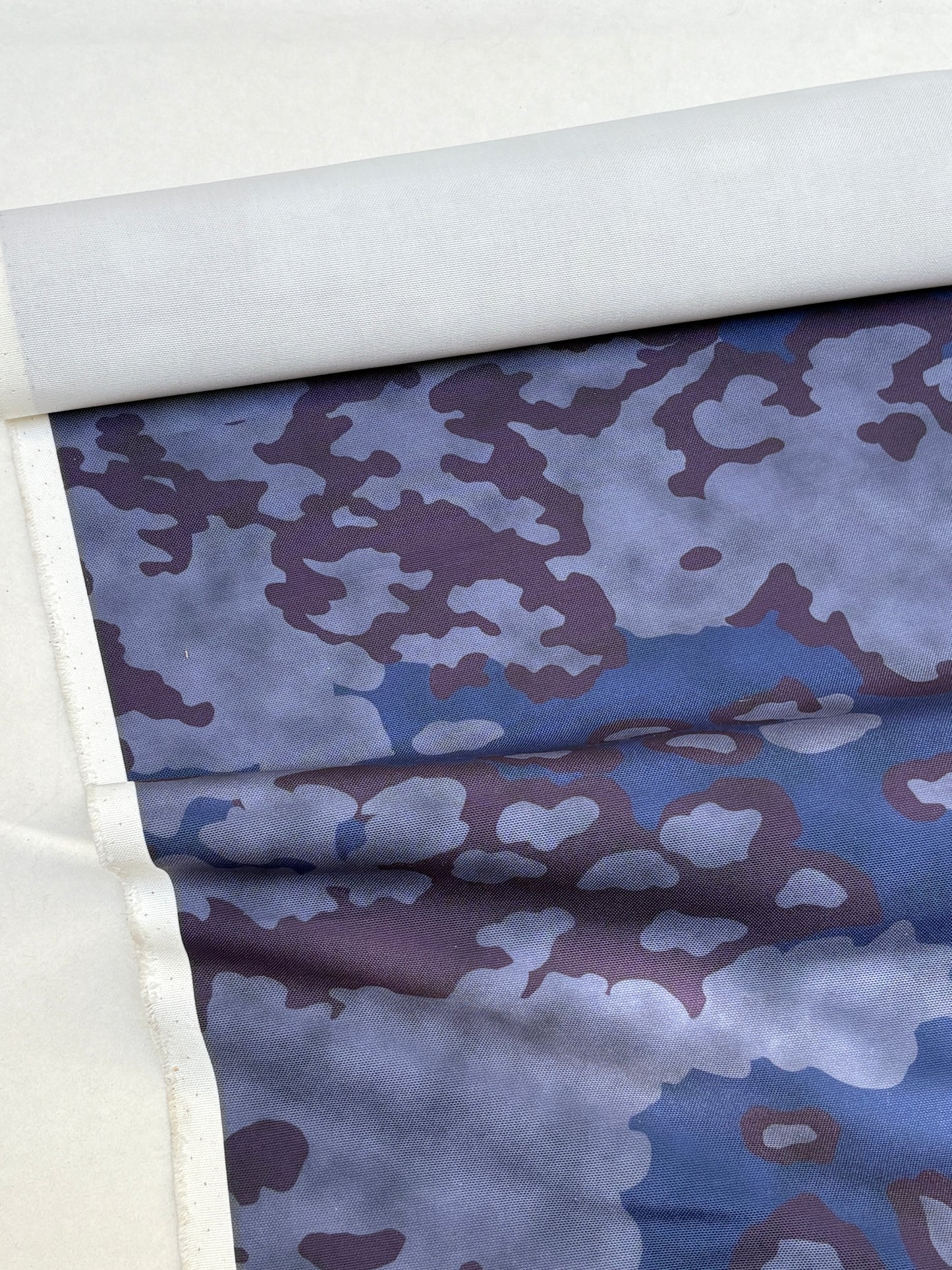 Fabric, Camouflage Patterned, Blue/Purple, End of Roll
