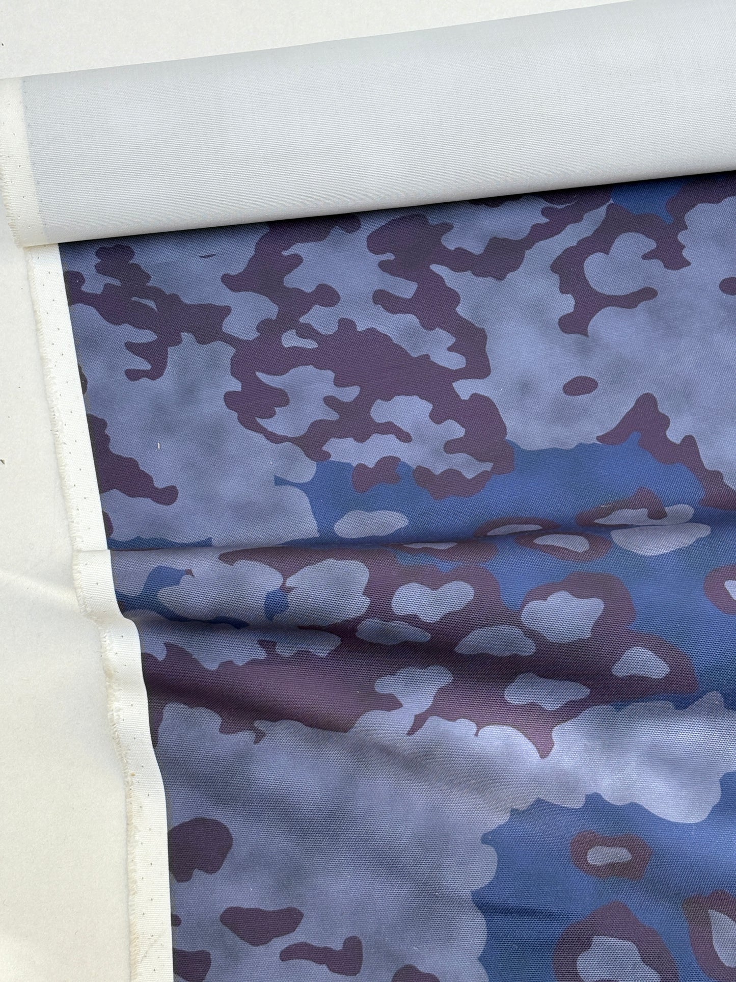 Fabric, Camouflage Patterned, Blue/Purple, End of Roll