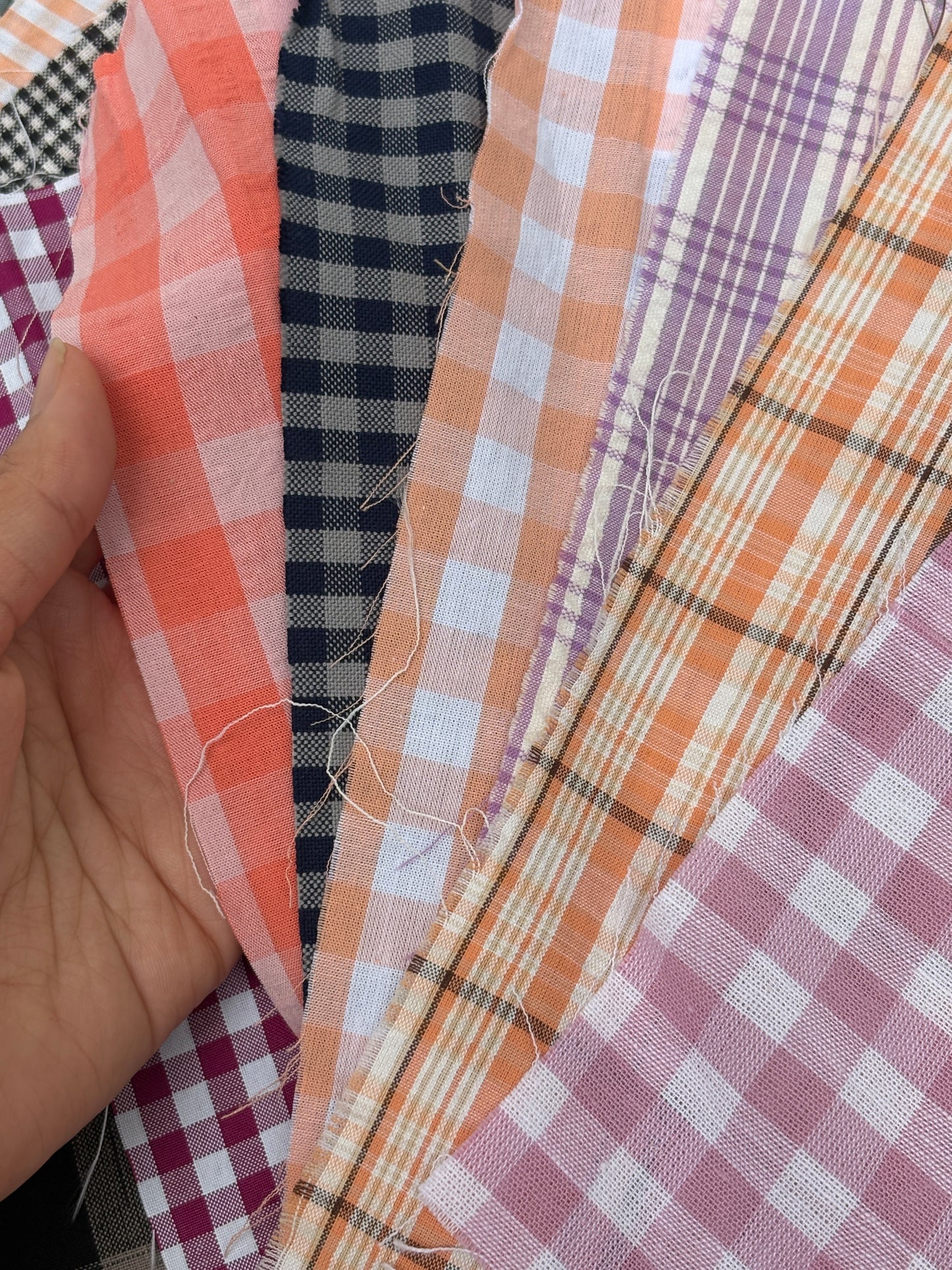 Checkered Cotton Fabric Sample Bundle of 12 *ONE-OFF*