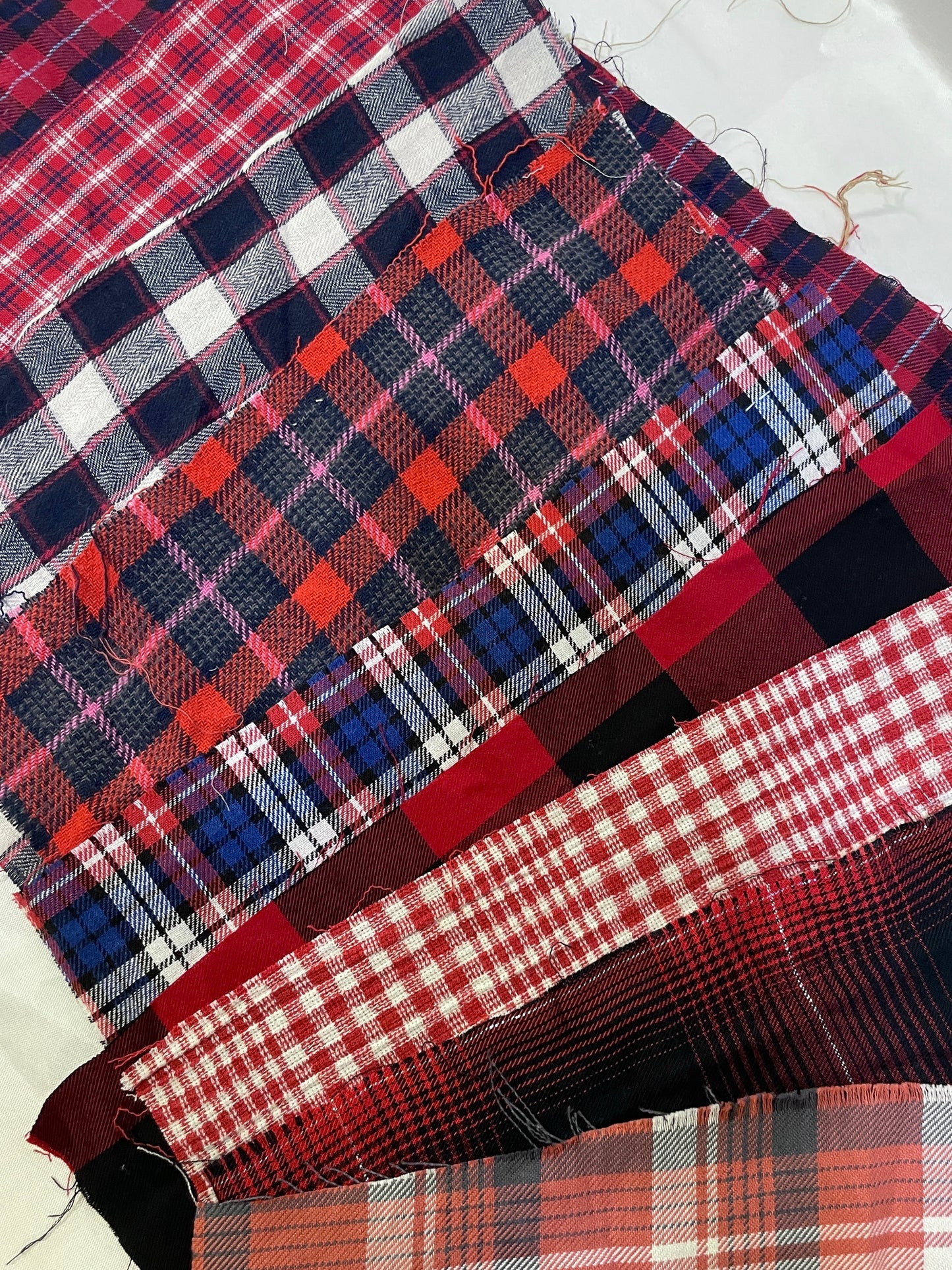 Checkered Red Tonal Cotton Fabric Sample from Nobody’s Child Bundle of 10 *ONE-OFF*