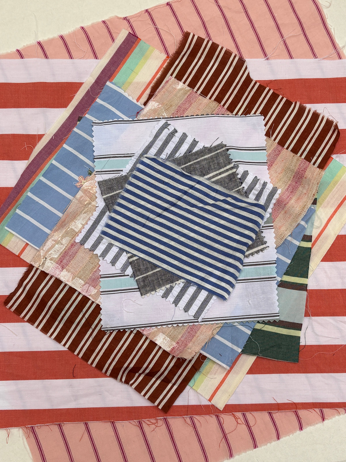 Striped Colourful Cotton Fabric Sample from Nobody’s Child Bundle of 12 *ONE-OFF*