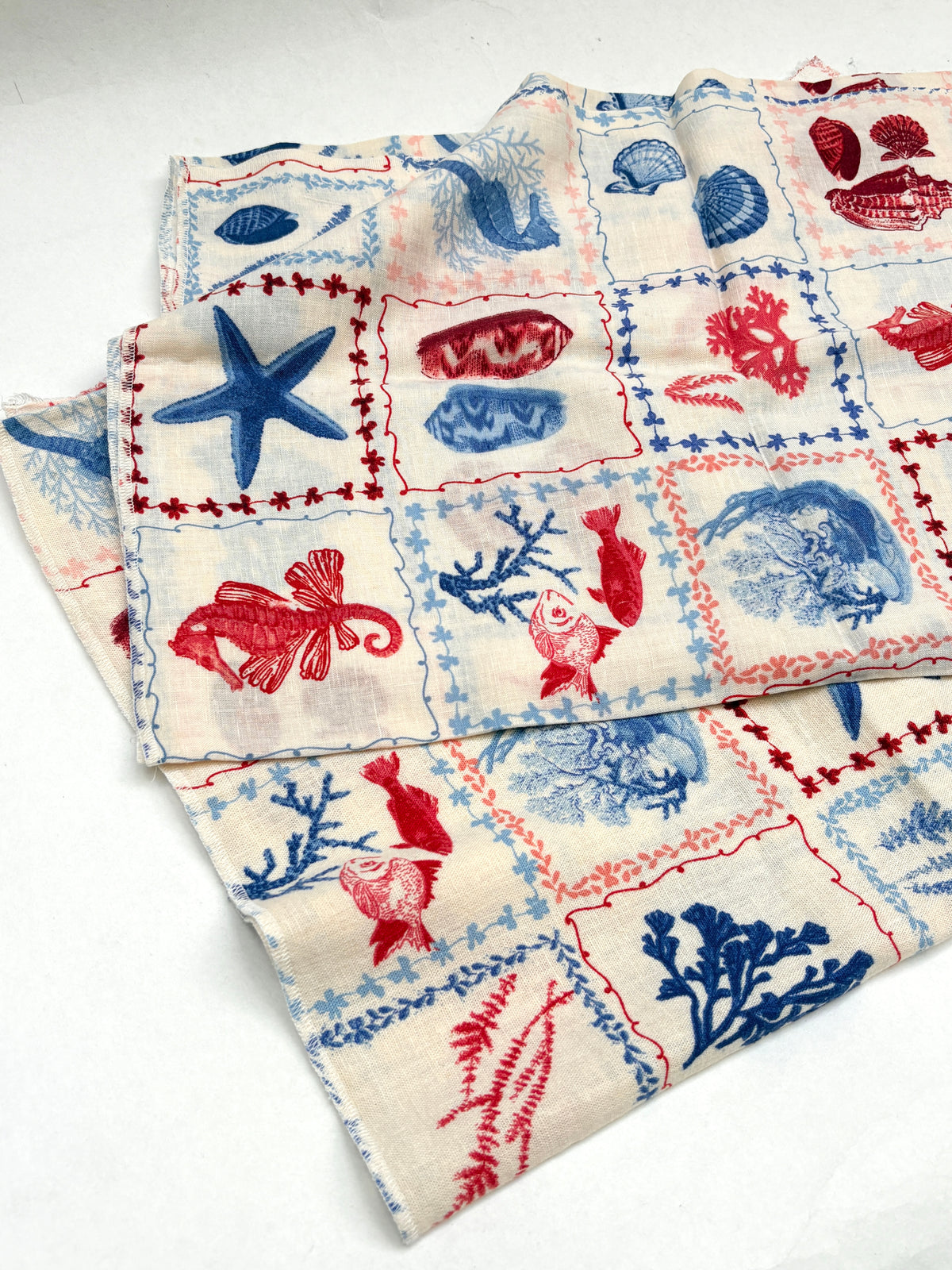 Ocean Patterned Cotton Fabric Bundle of 2 from Nobody’s Child *ONE-OFF*