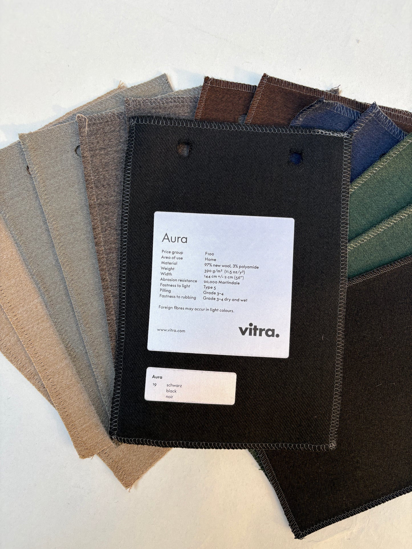 Deep Tonal Darks Fabric Sample Bundle of 14 from Vitra *ONE-OFF*