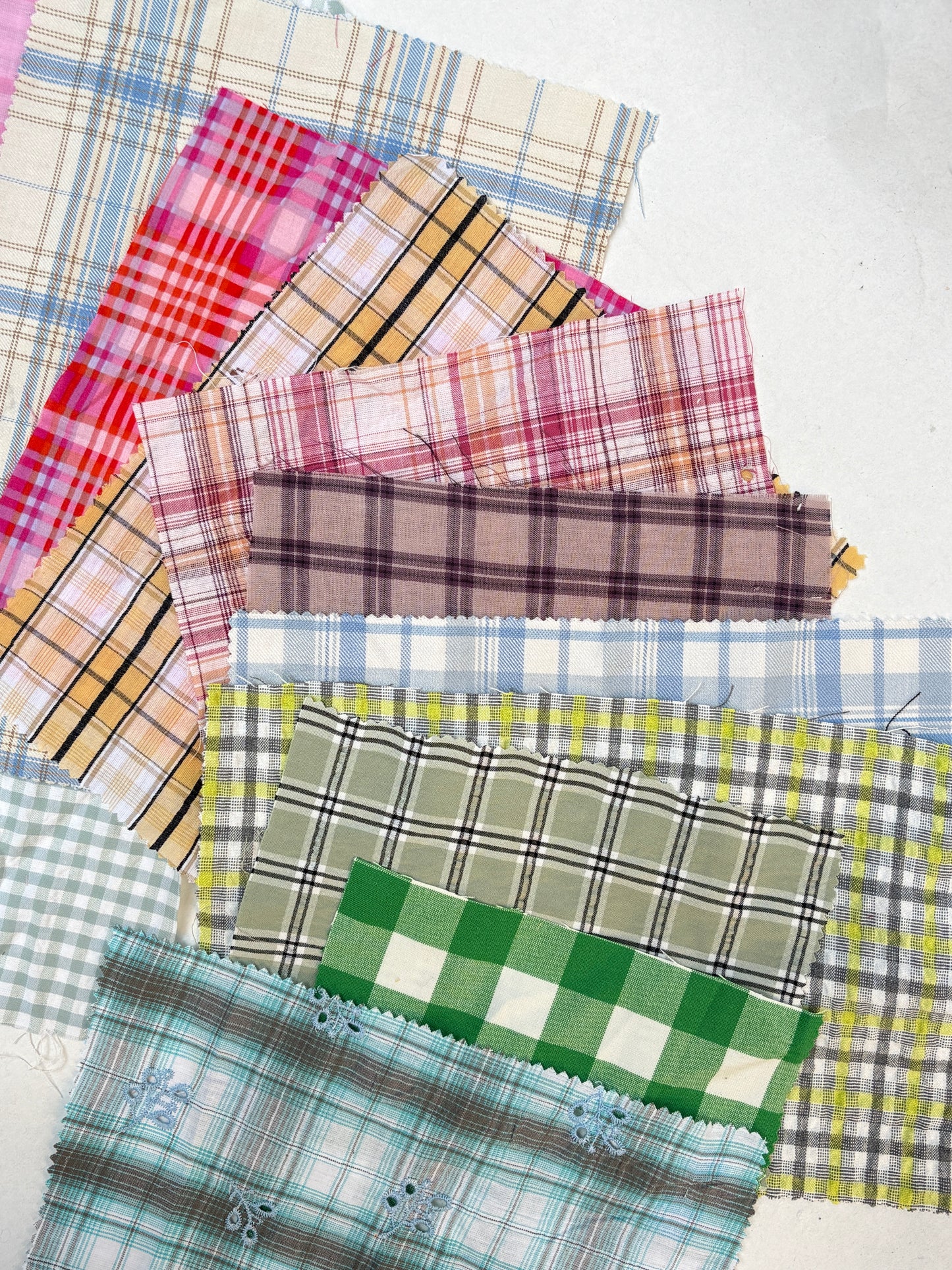 Checkered Cotton Fabric Sample Bundle of 12 *ONE-OFF*