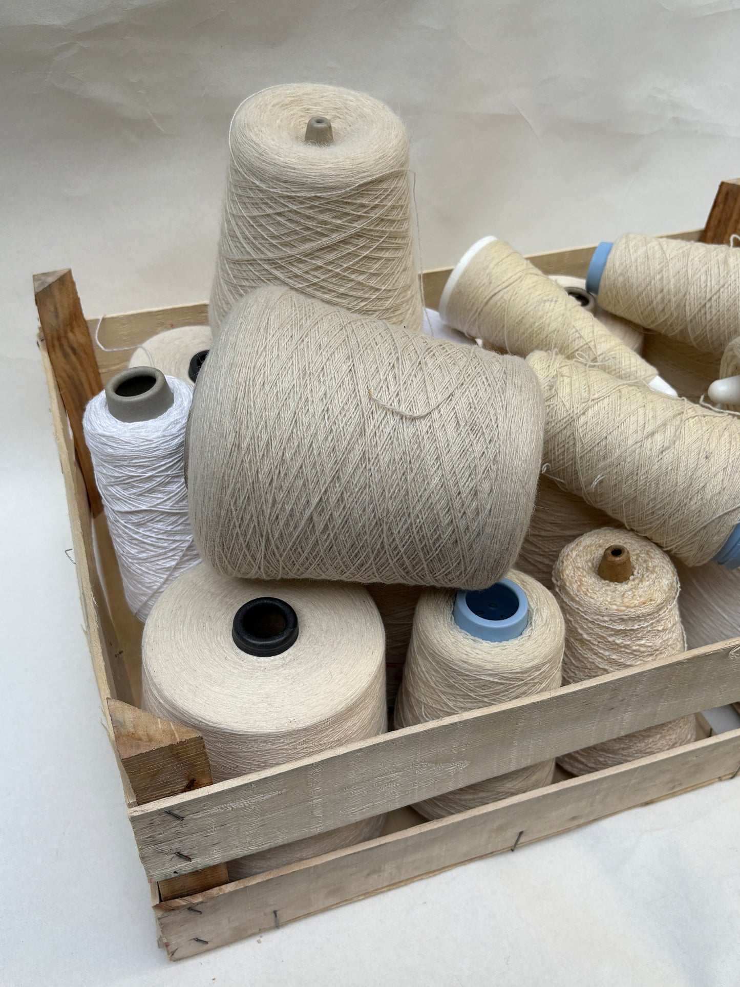 Natural Fibre Yarn Cone, White Shade, Mixed Bundle
