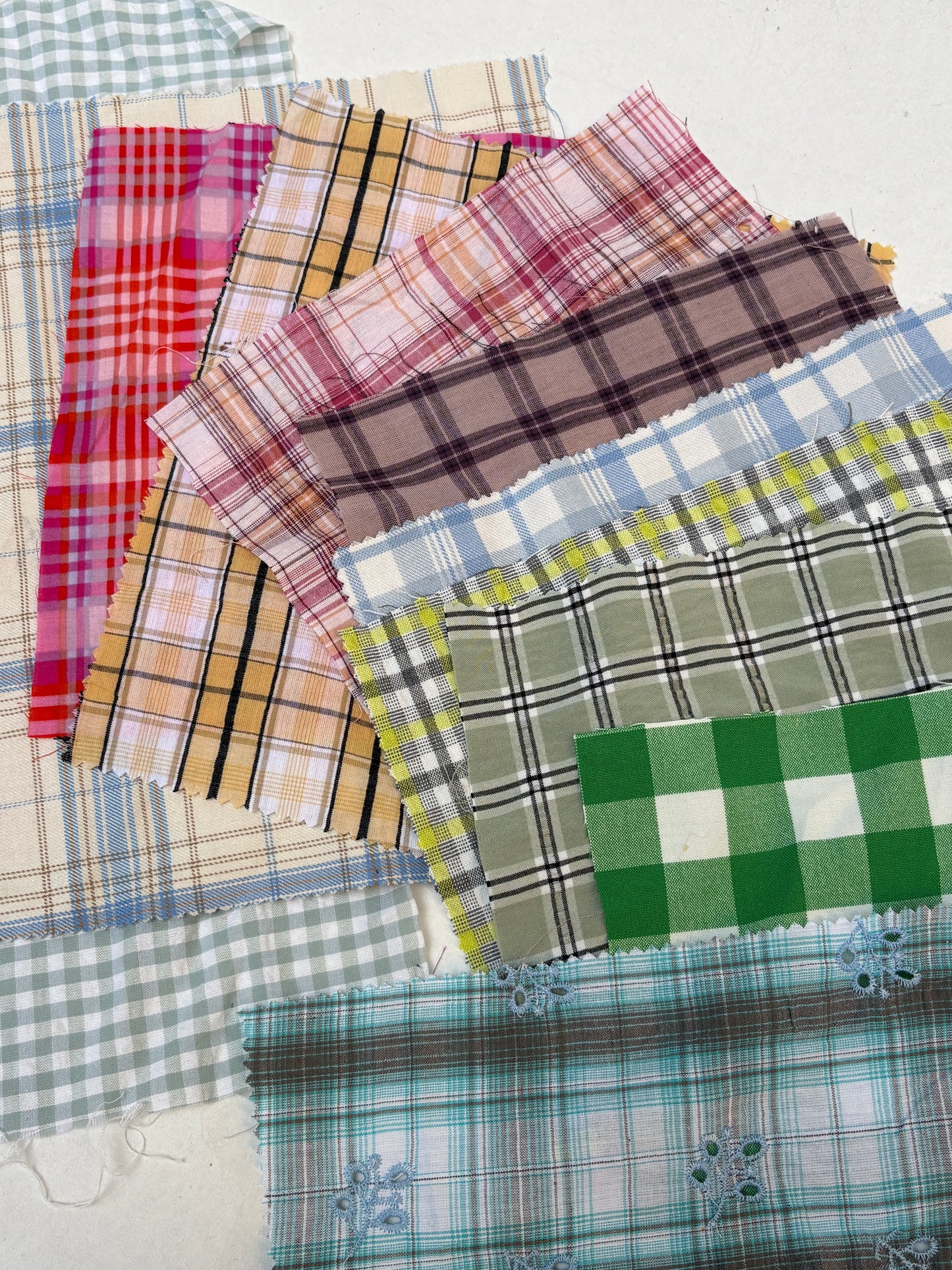 Checkered Cotton Fabric Sample Bundle of 12 *ONE-OFF*