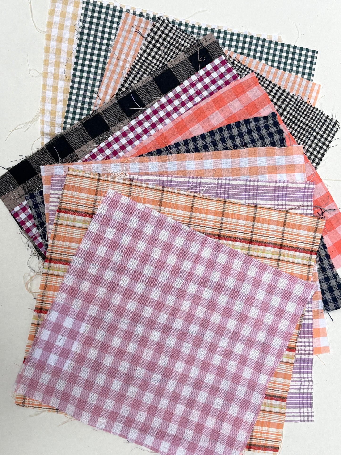 Checkered Cotton Fabric Sample Bundle of 12 *ONE-OFF*