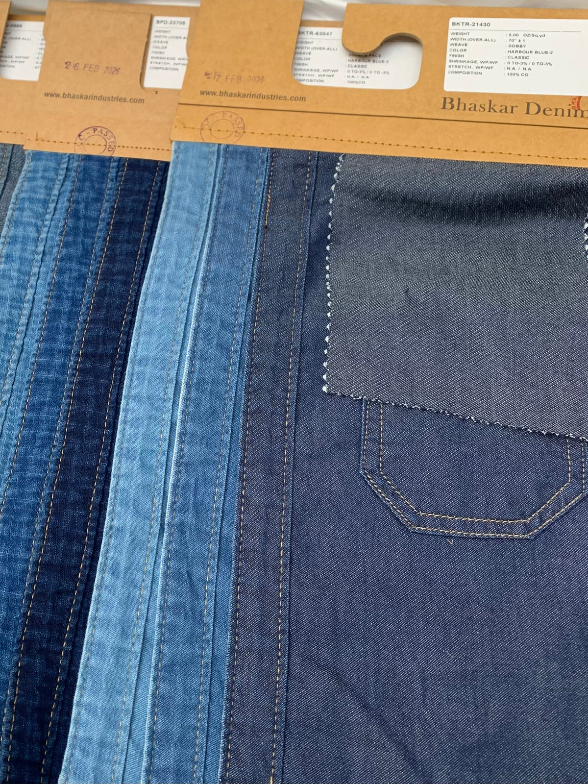 Denim Fabric Sample Panels Bundle of 4 *ONE-OFF*
