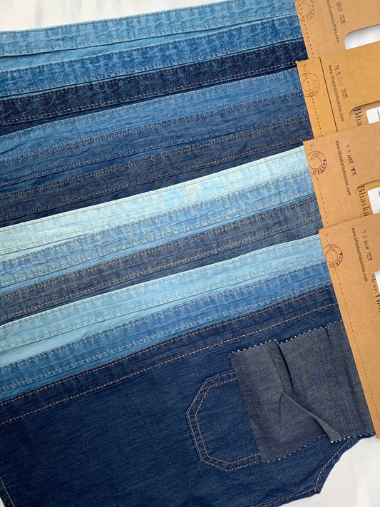 Denim Fabric Sample Panels Bundle of 4 *ONE-OFF*