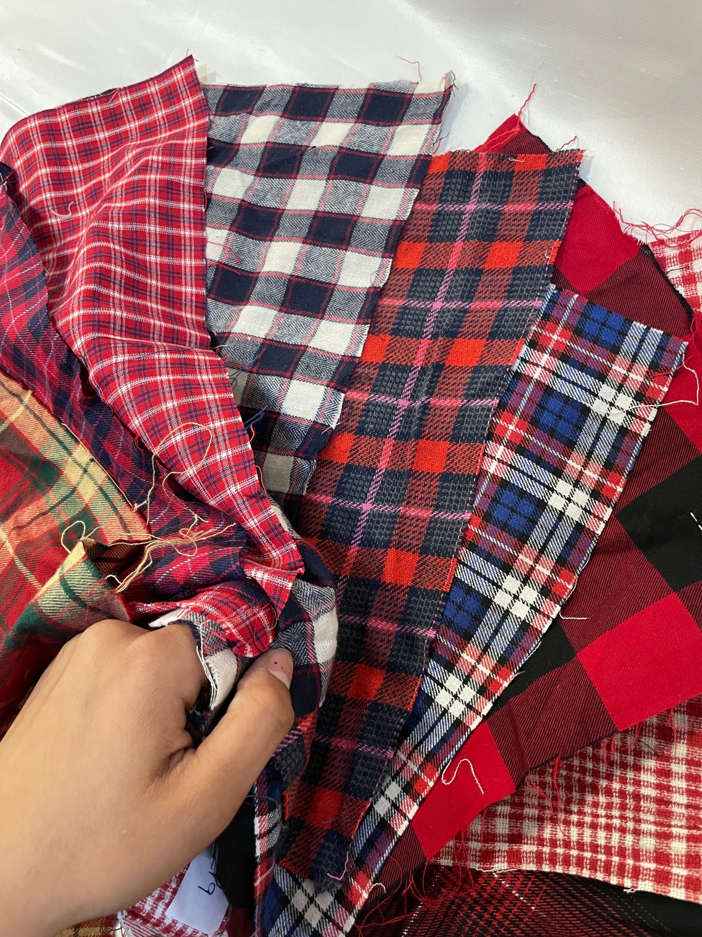 Checkered Red Tonal Cotton Fabric Sample from Nobody’s Child Bundle of 10 *ONE-OFF*